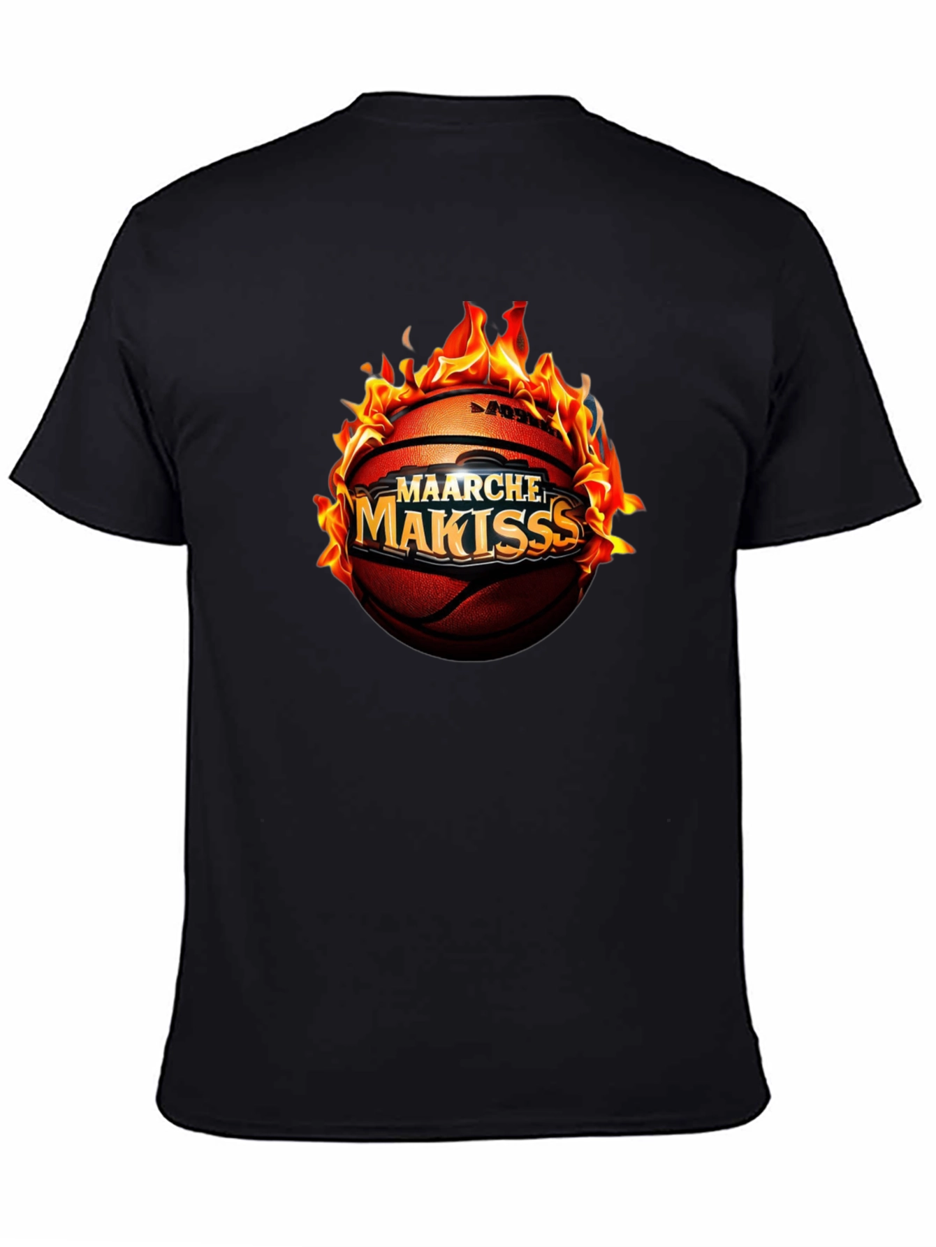 Flaming Basketball Graphic T-Shirt