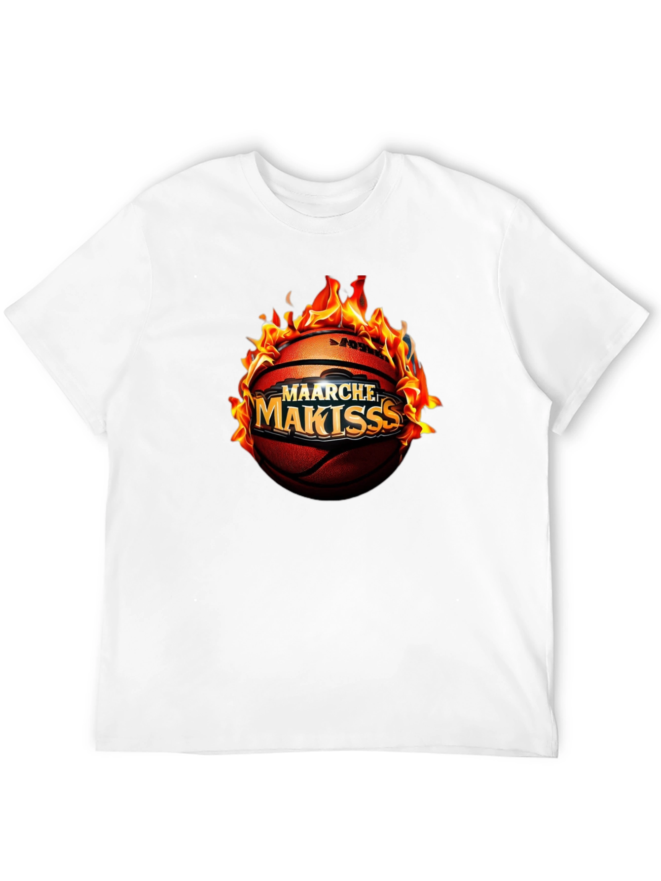 Flaming Basketball Graphic T-Shirt