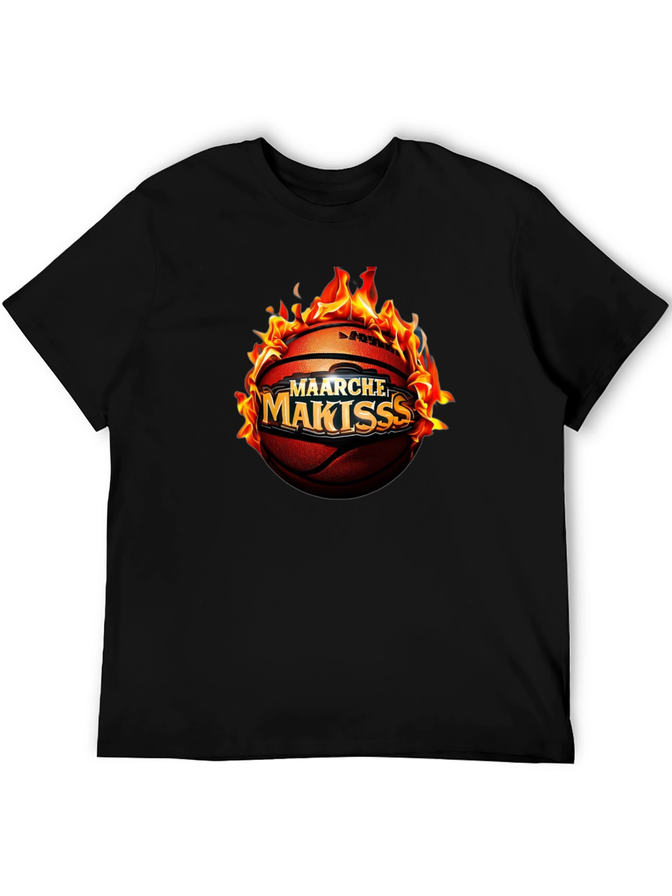 Flaming Basketball Graphic T-Shirt