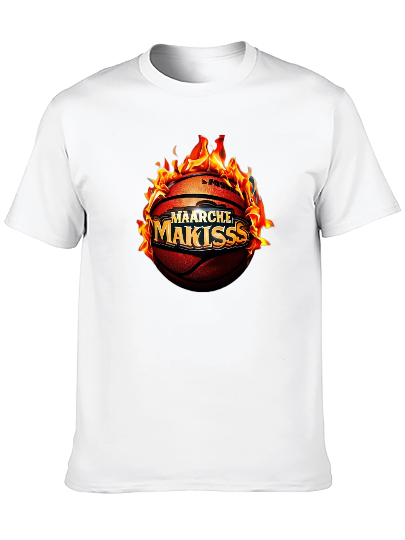 Flaming Basketball Graphic T-Shirt
