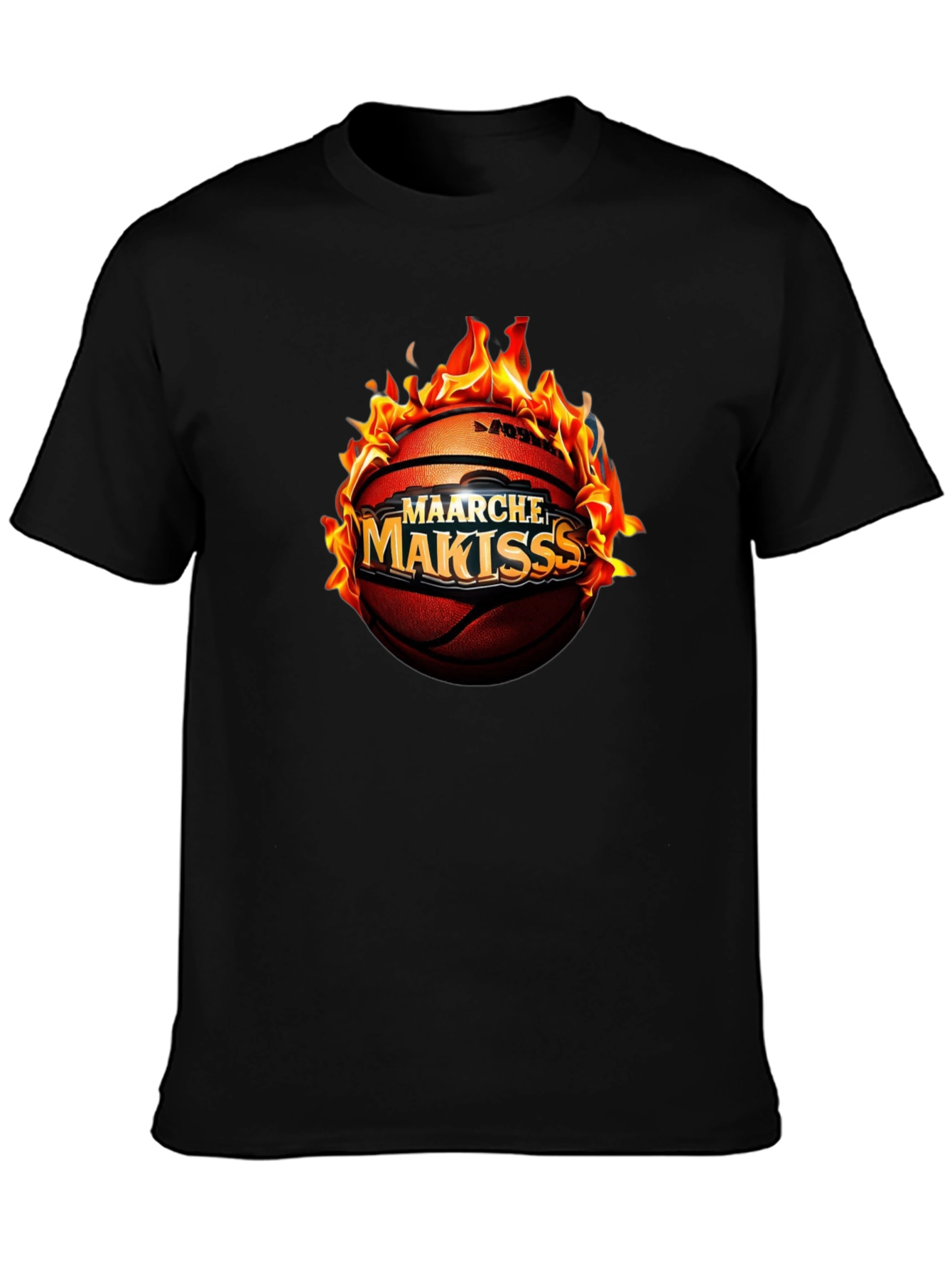 Flaming Basketball Graphic T-Shirt