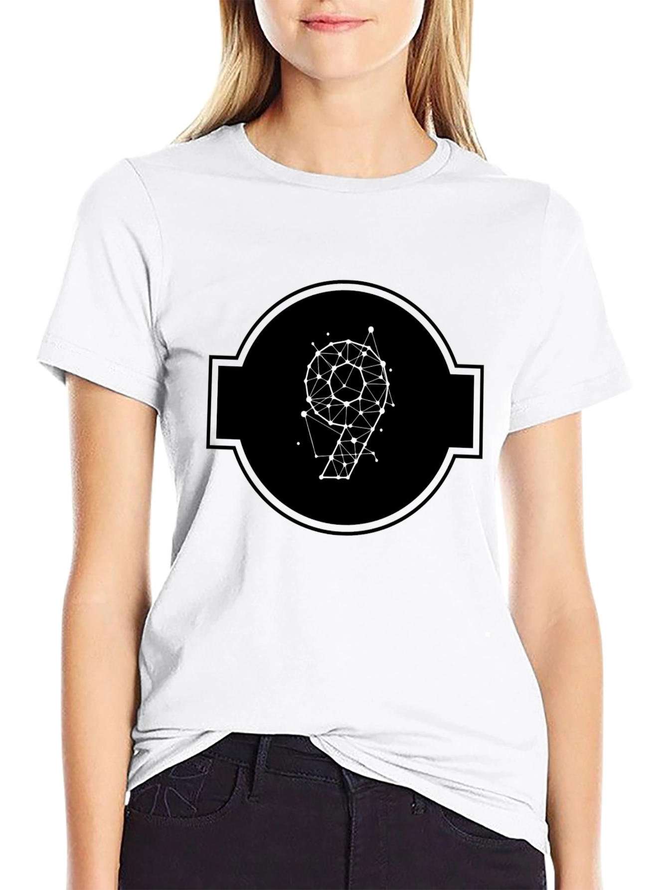 Geometric Number 9 Black T-Shirt