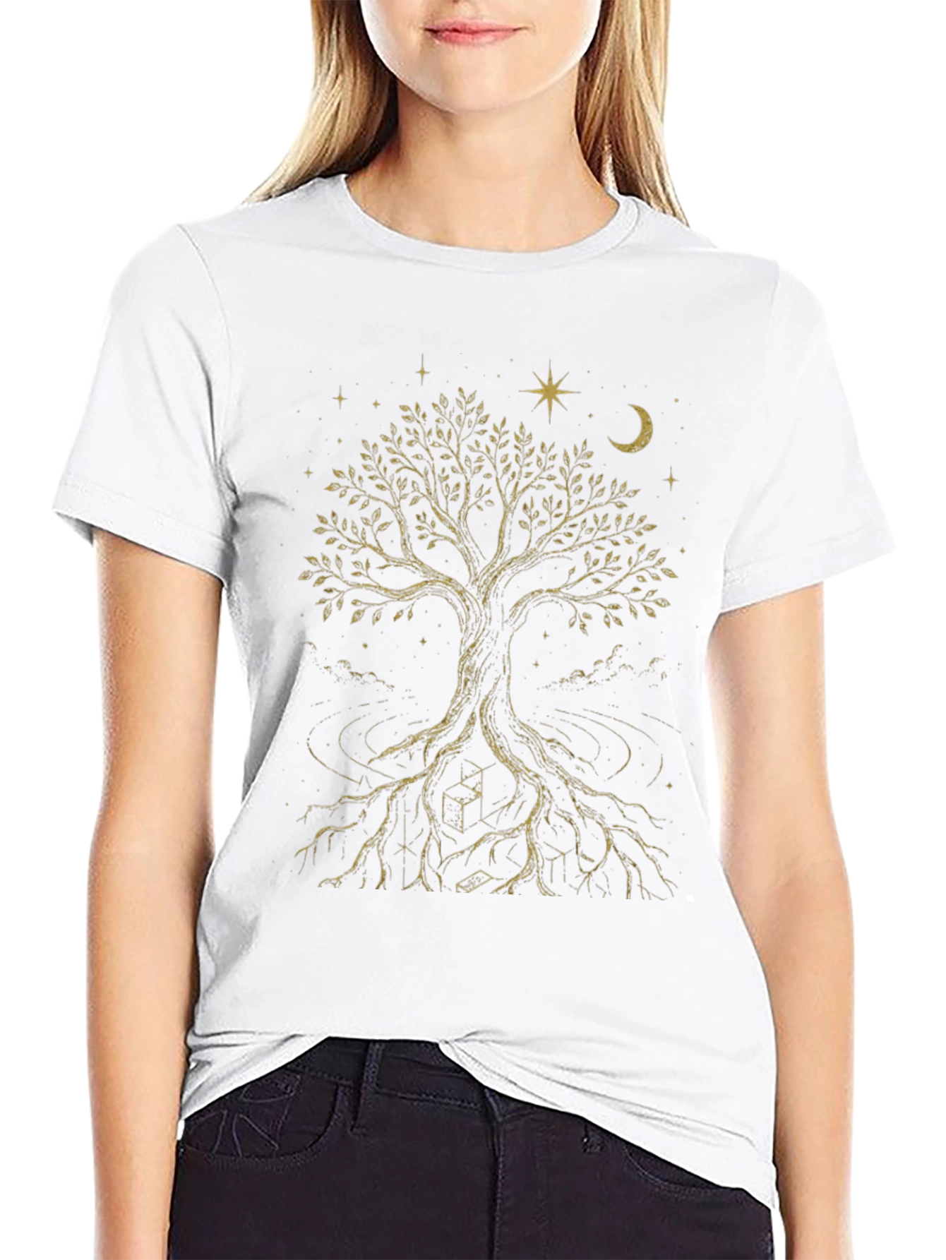 Celestial Tree of Life Graphic Tee - Black