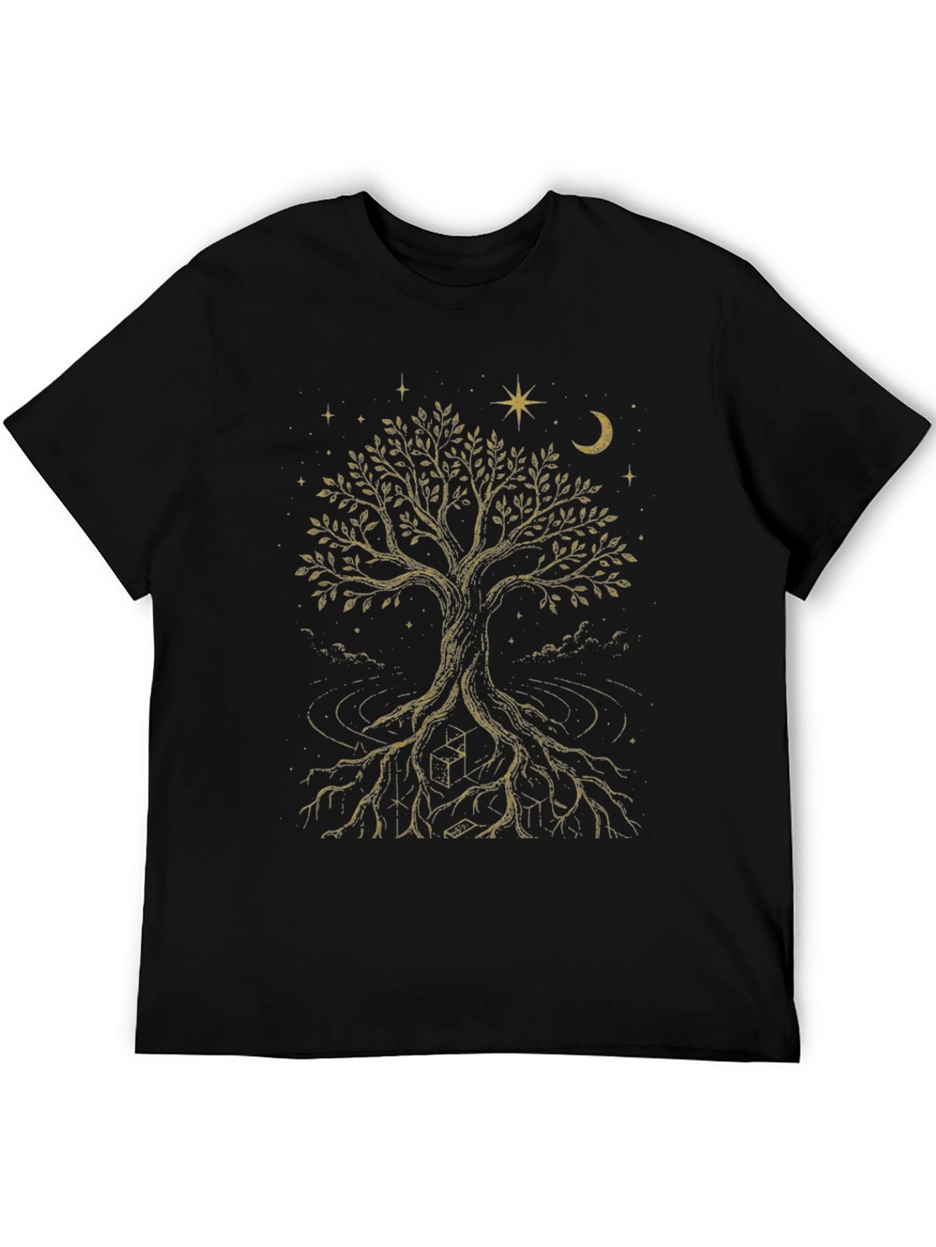 Celestial Tree of Life Graphic Tee - Black