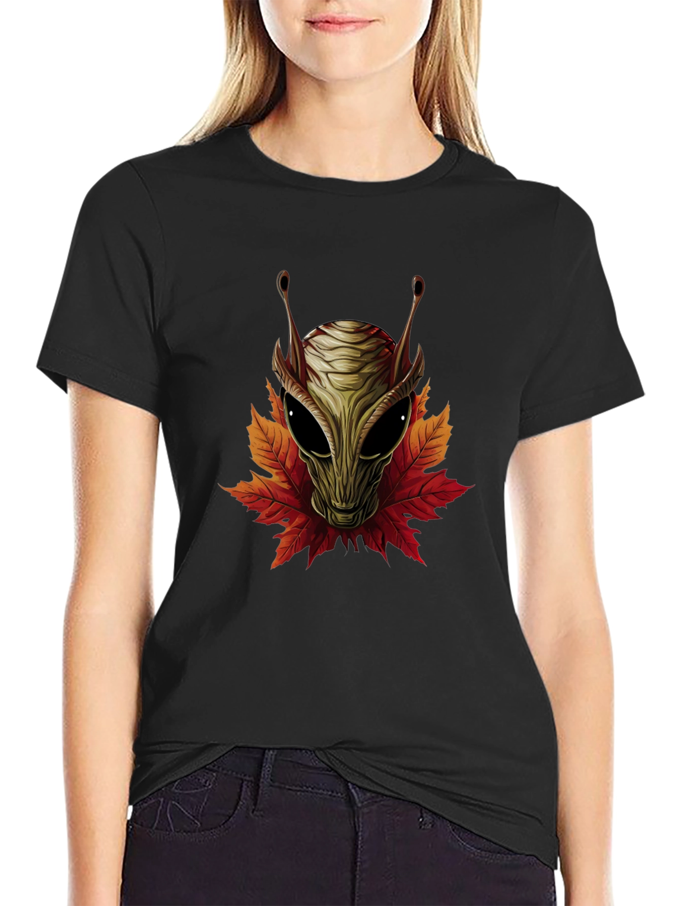 Alien Leaves Graphic Tee - Black T-Shirt