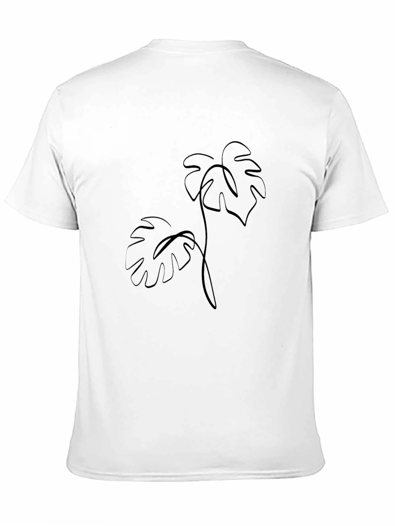 Minimalist Monstera Leaf Graphic Tee - Black