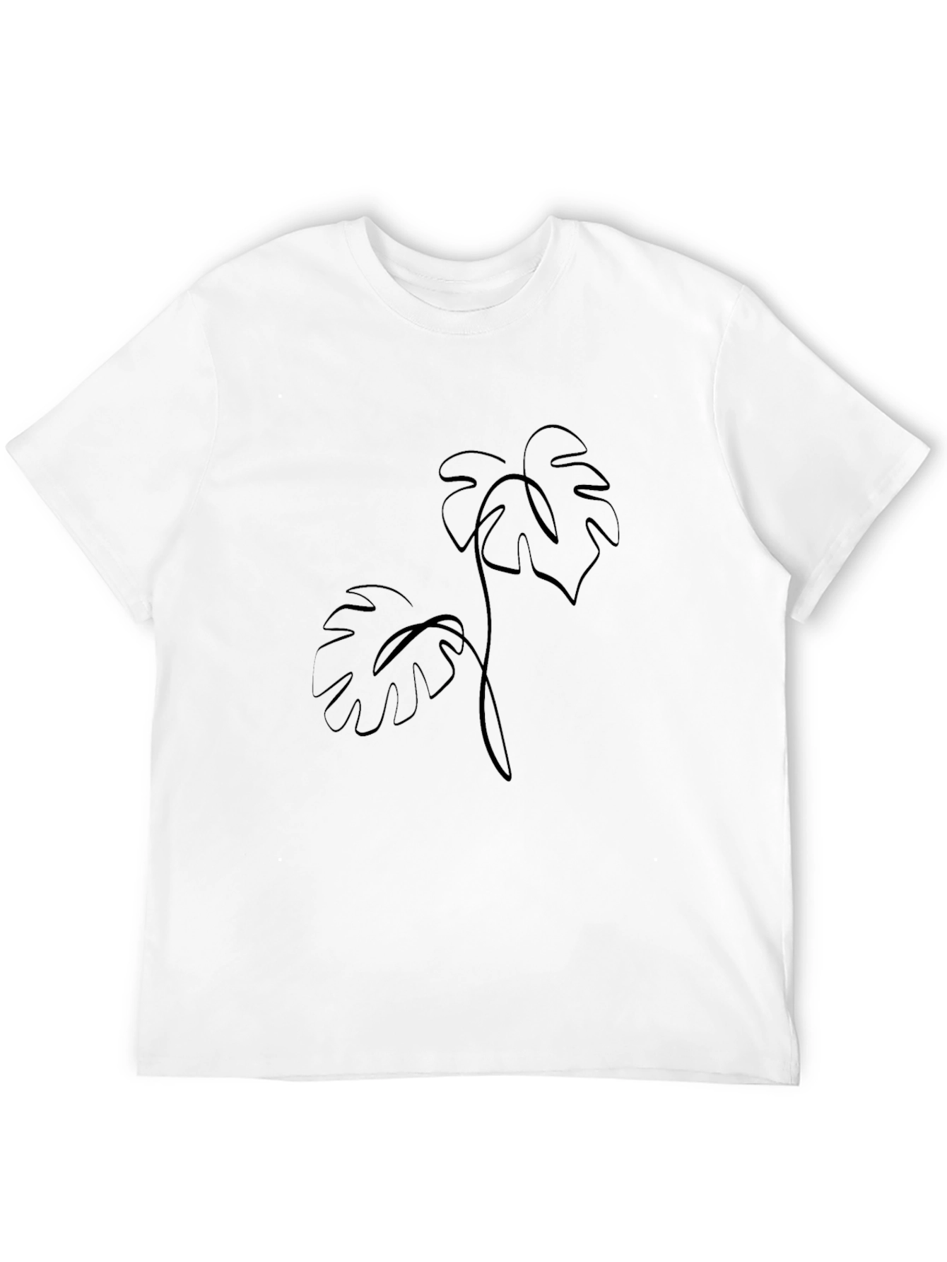 Minimalist Monstera Leaf Graphic Tee - Black