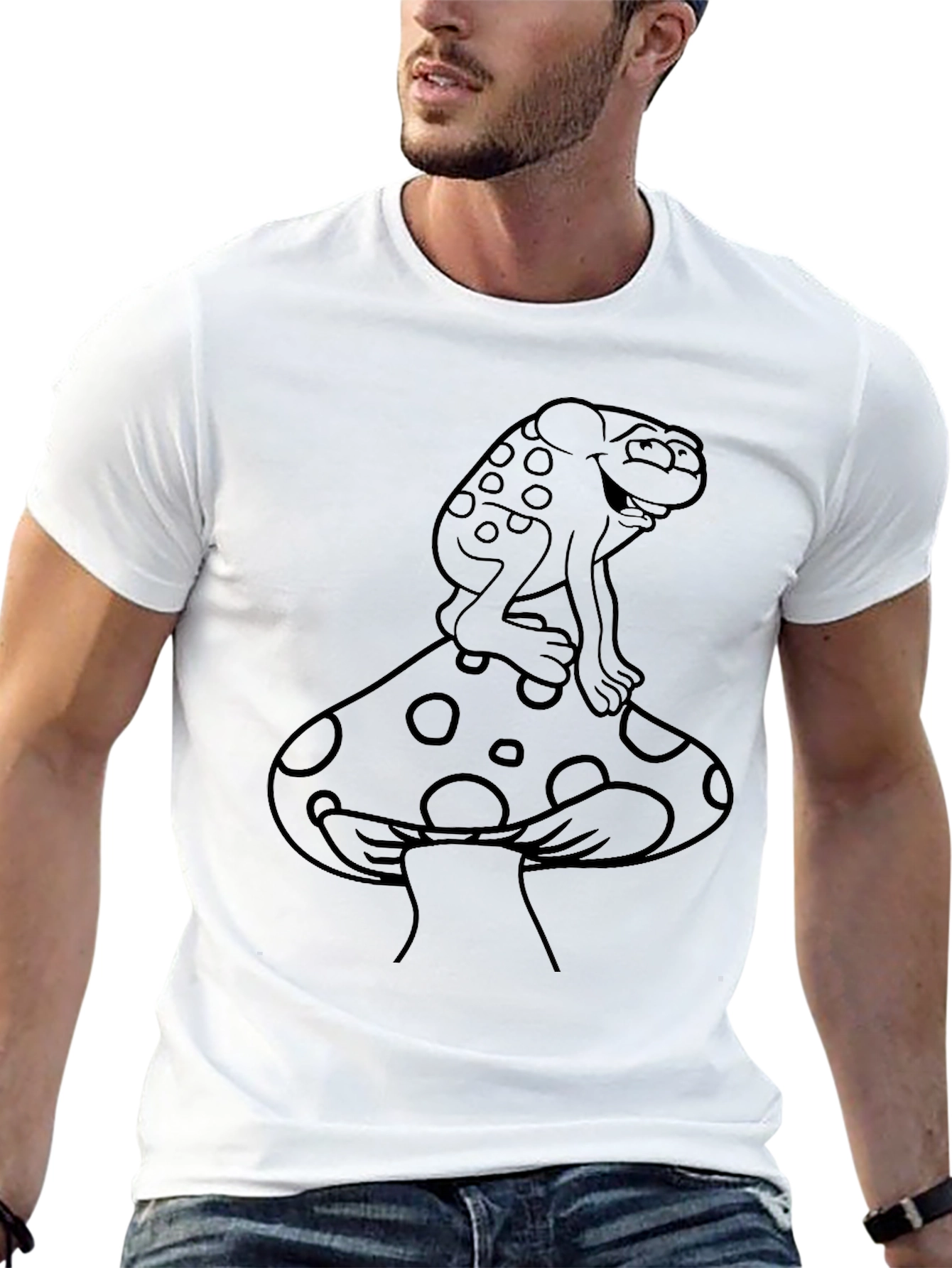 Frog on Mushroom Graphic Tee - Unisex