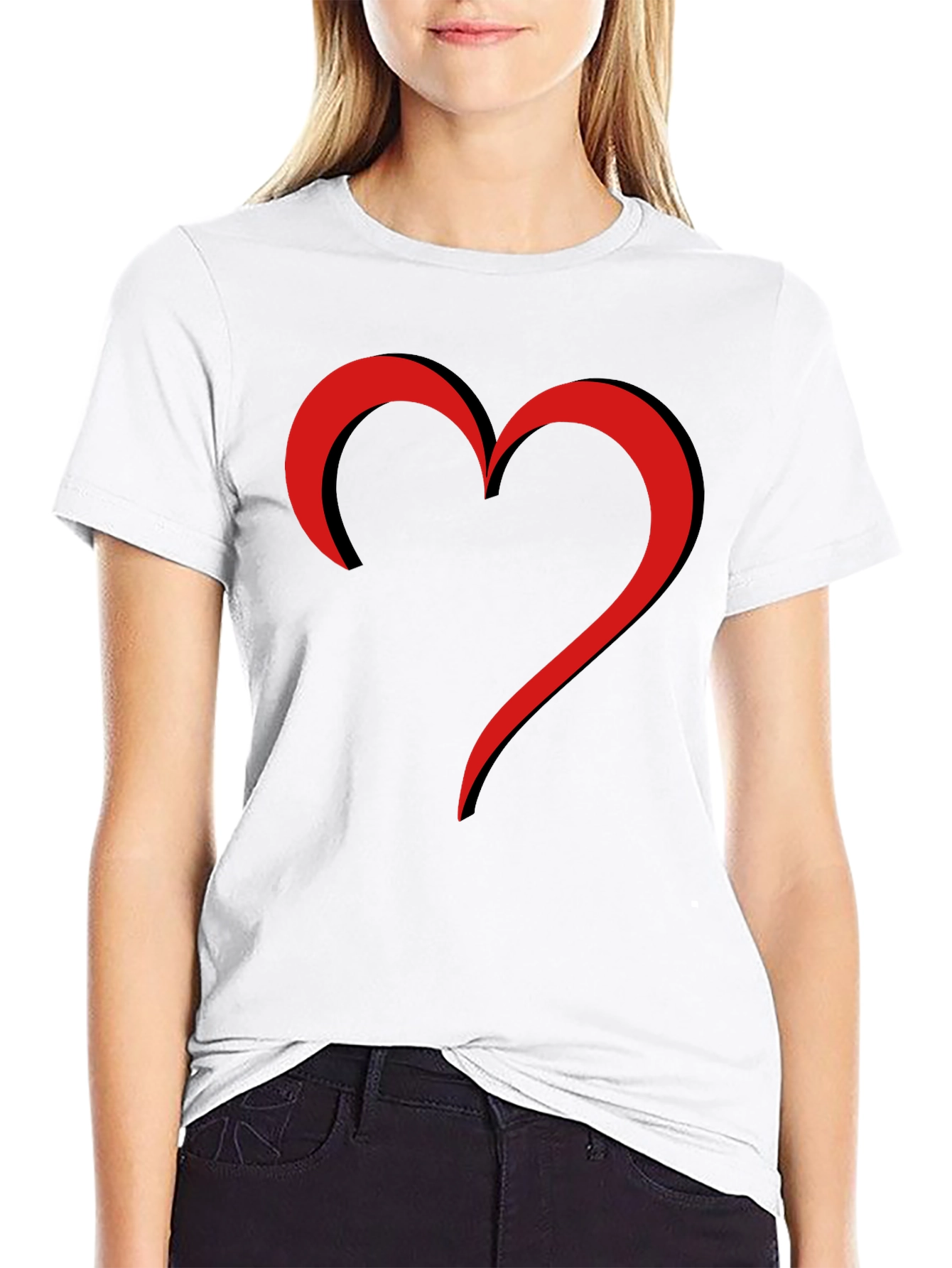 Modern Heart Graphic Black T-Shirt