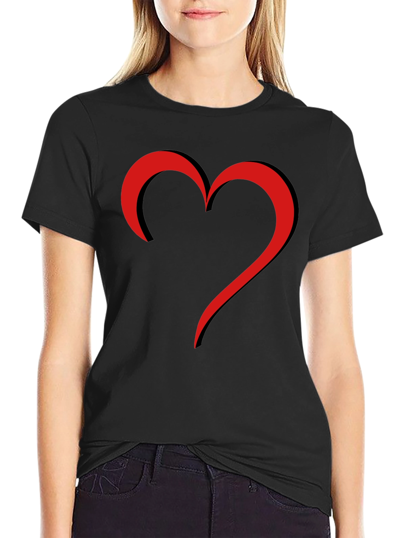 Modern Heart Graphic Black T-Shirt