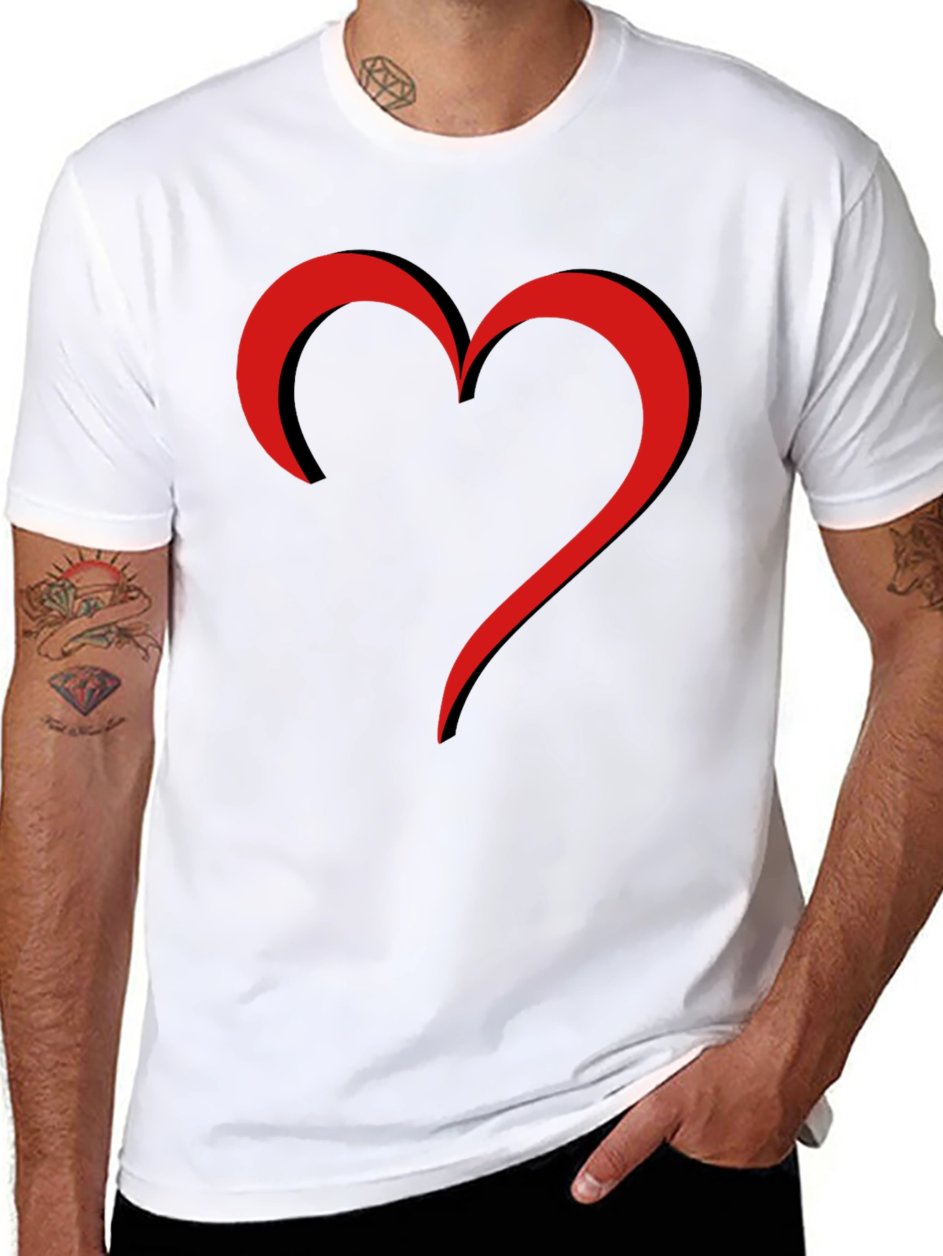 Modern Heart Graphic Black T-Shirt