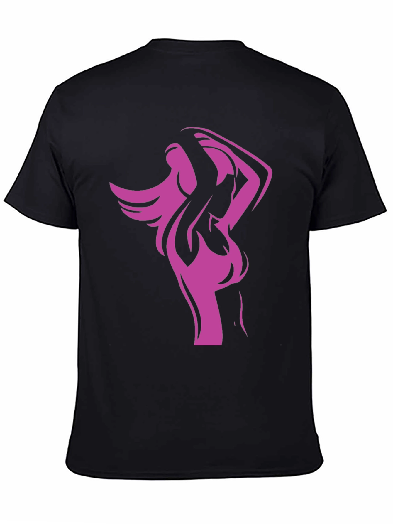 Stylish Black Tee with Modern Woman Graphic
