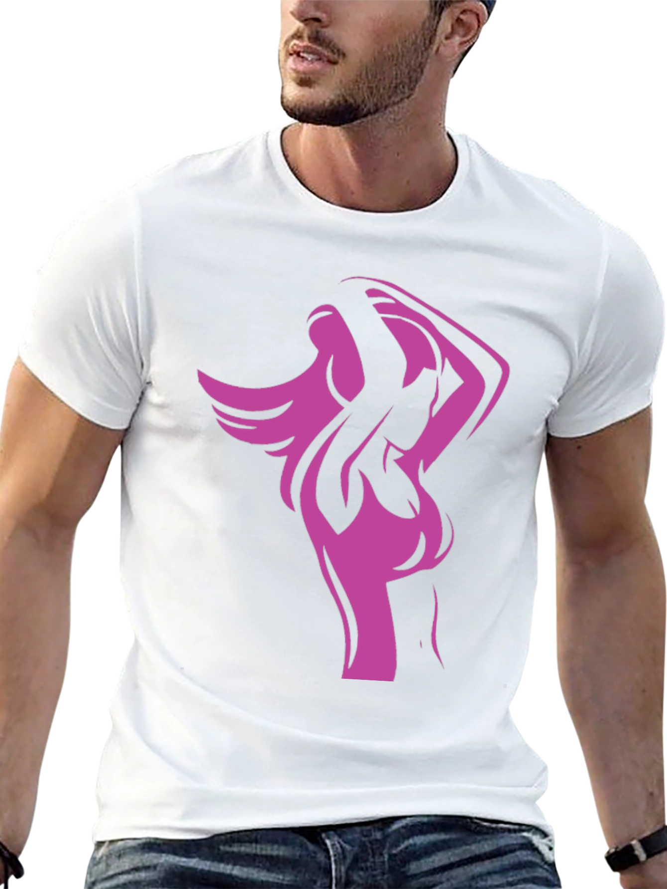 Stylish Black Tee with Modern Woman Graphic