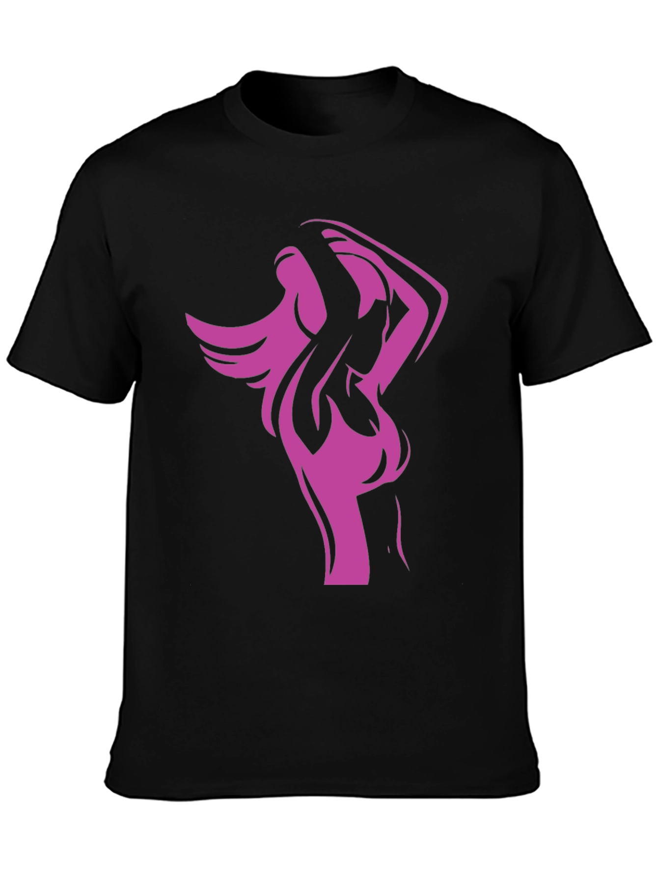 Stylish Black Tee with Modern Woman Graphic