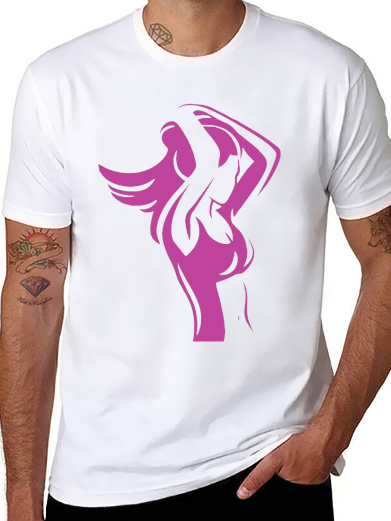 Stylish Black Tee with Modern Woman Graphic