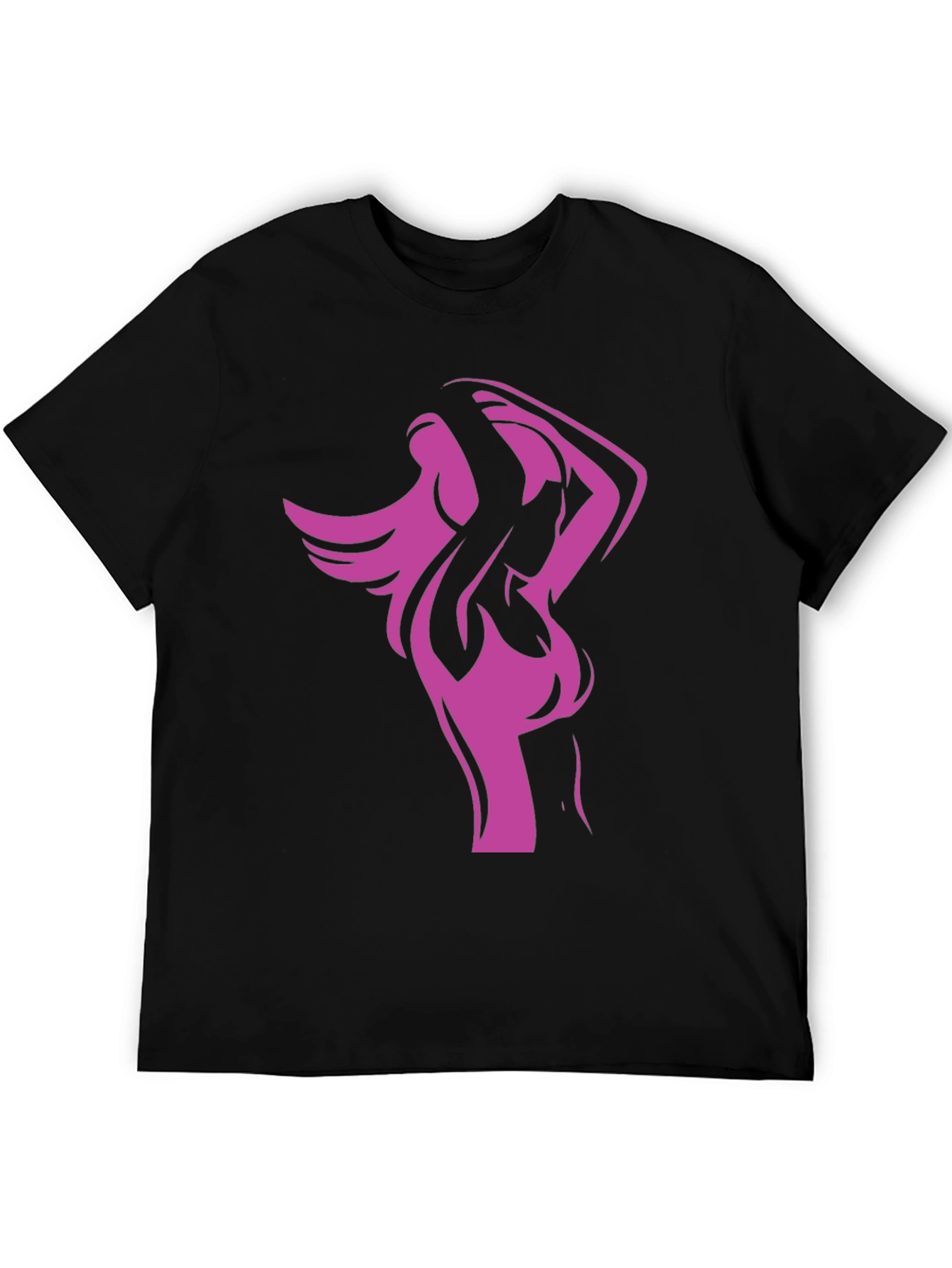 Stylish Black Tee with Modern Woman Graphic