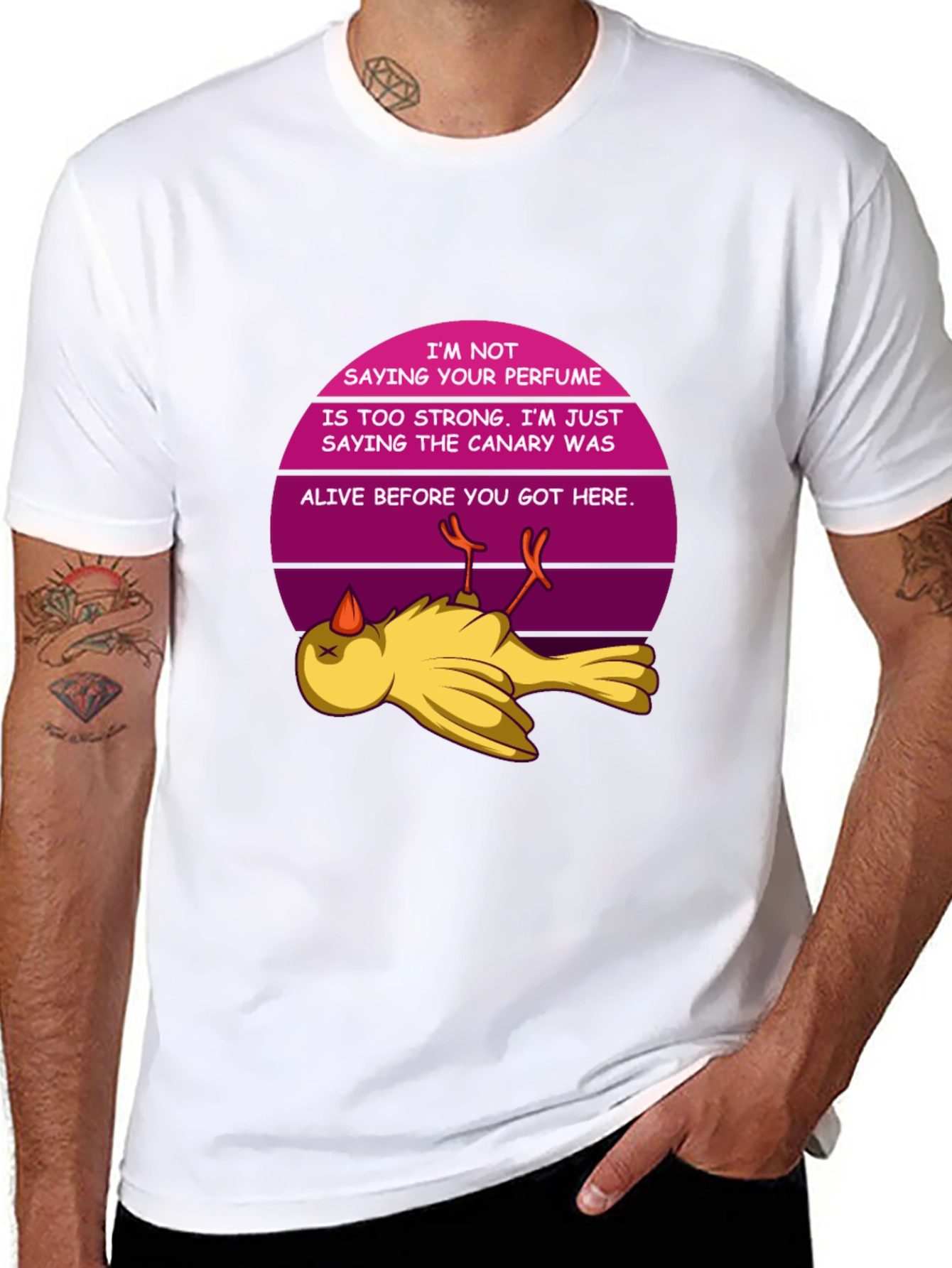 Funny Perfume T-Shirt Dead Canary Novelty Tee
