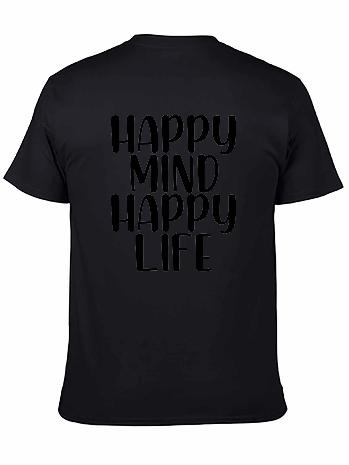 Happy Mind Happy Life Black Graphic Tee