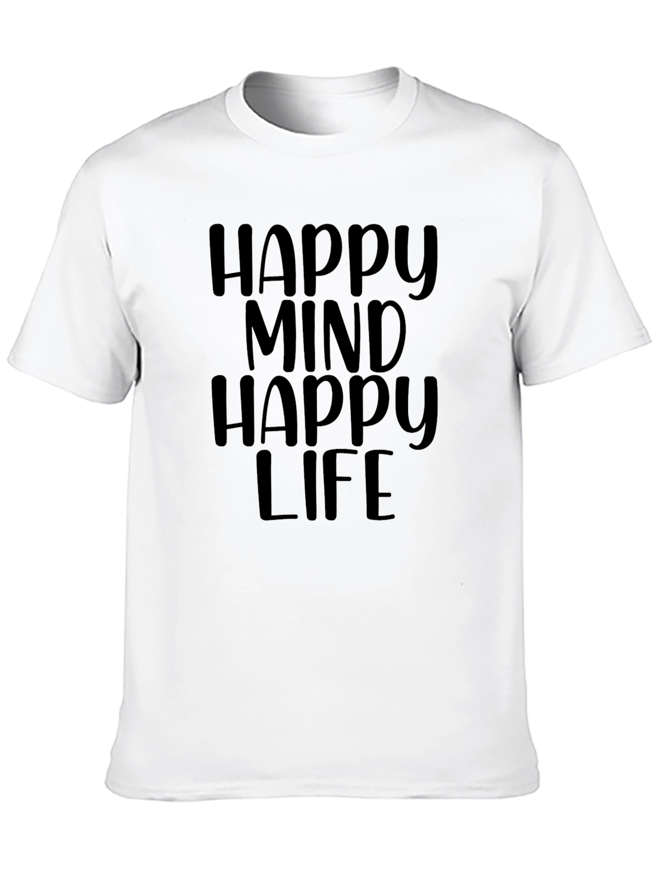 Happy Mind Happy Life Black Graphic Tee