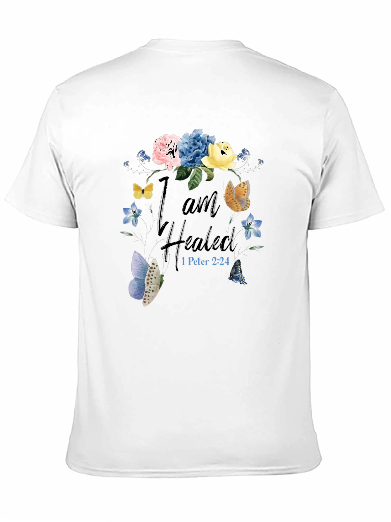 I am Healed T-Shirt - Floral Butterfly Design