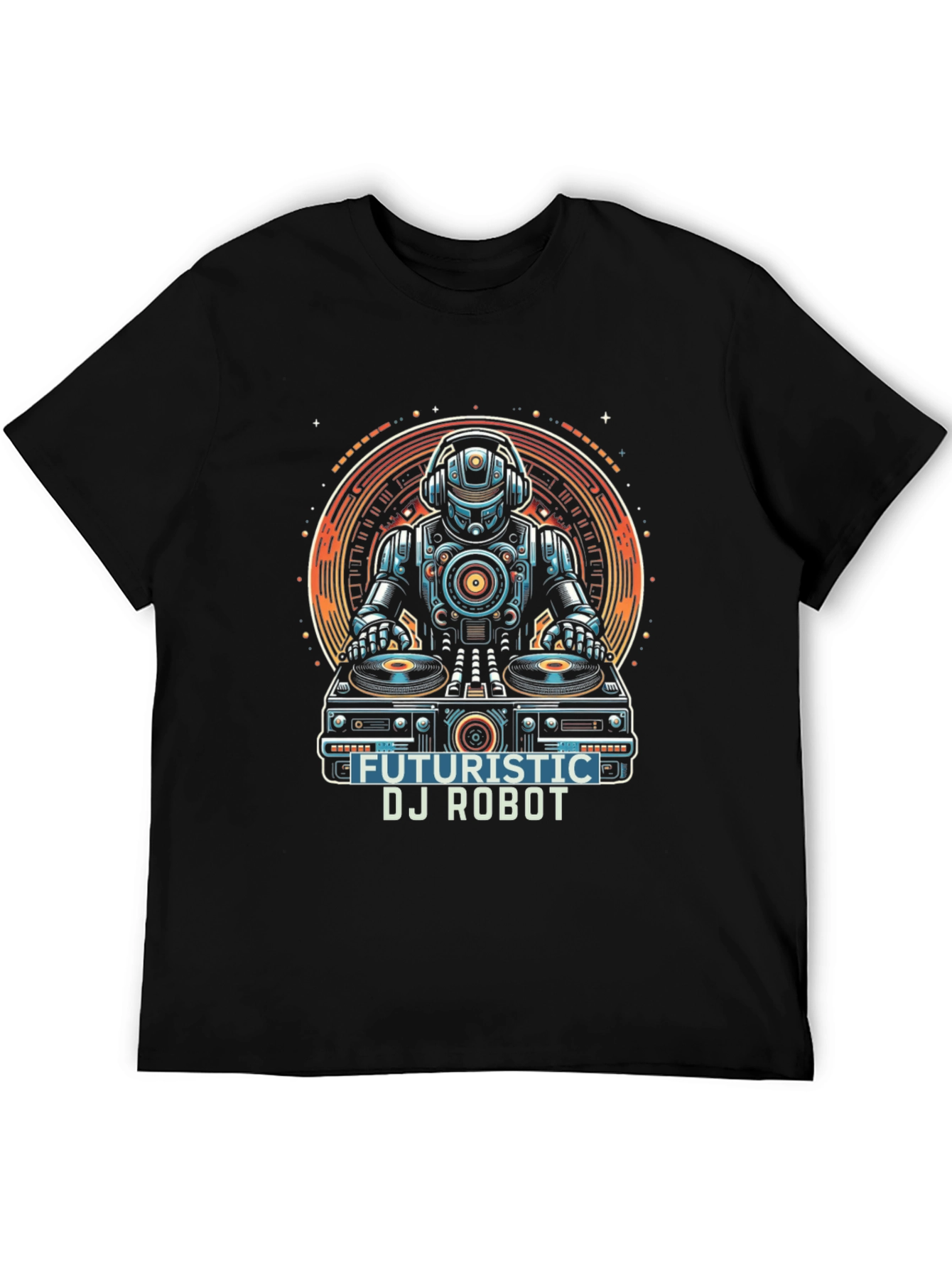 Futuristic DJ Robot Graphic T-Shirt