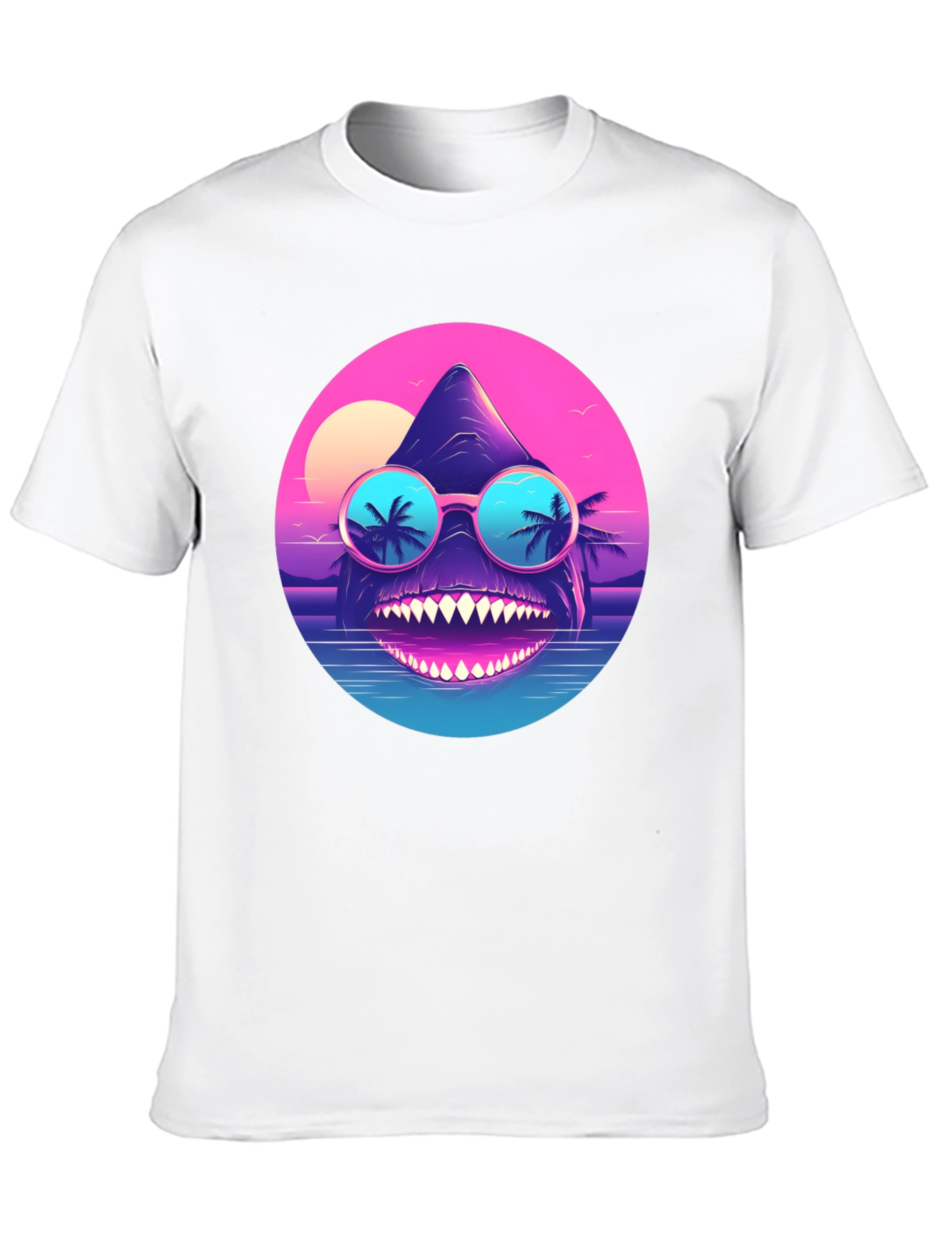Cool Retro Shark T-Shirt - Synthwave Style