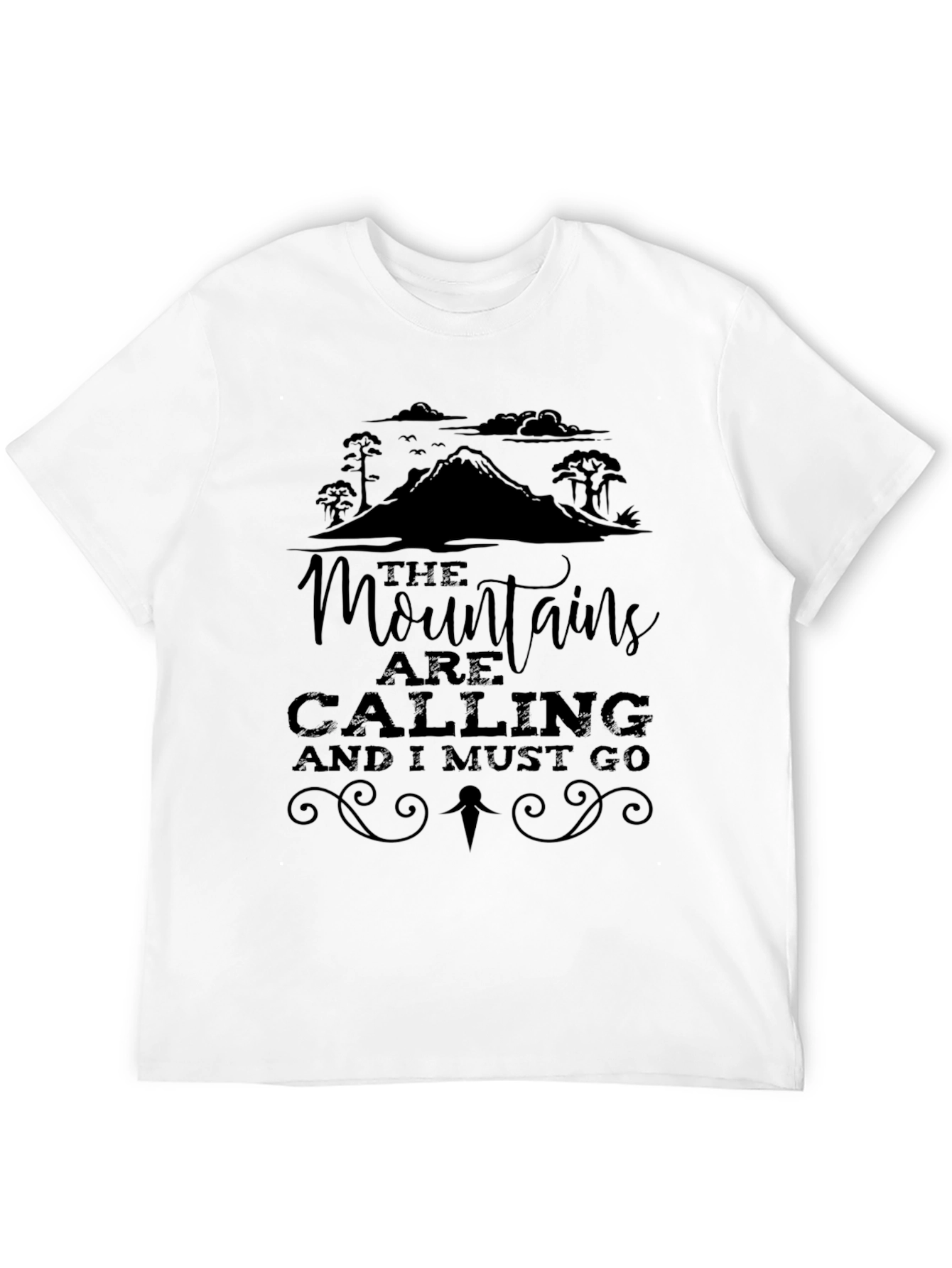 Mountains Are Calling Black Graphic Tee