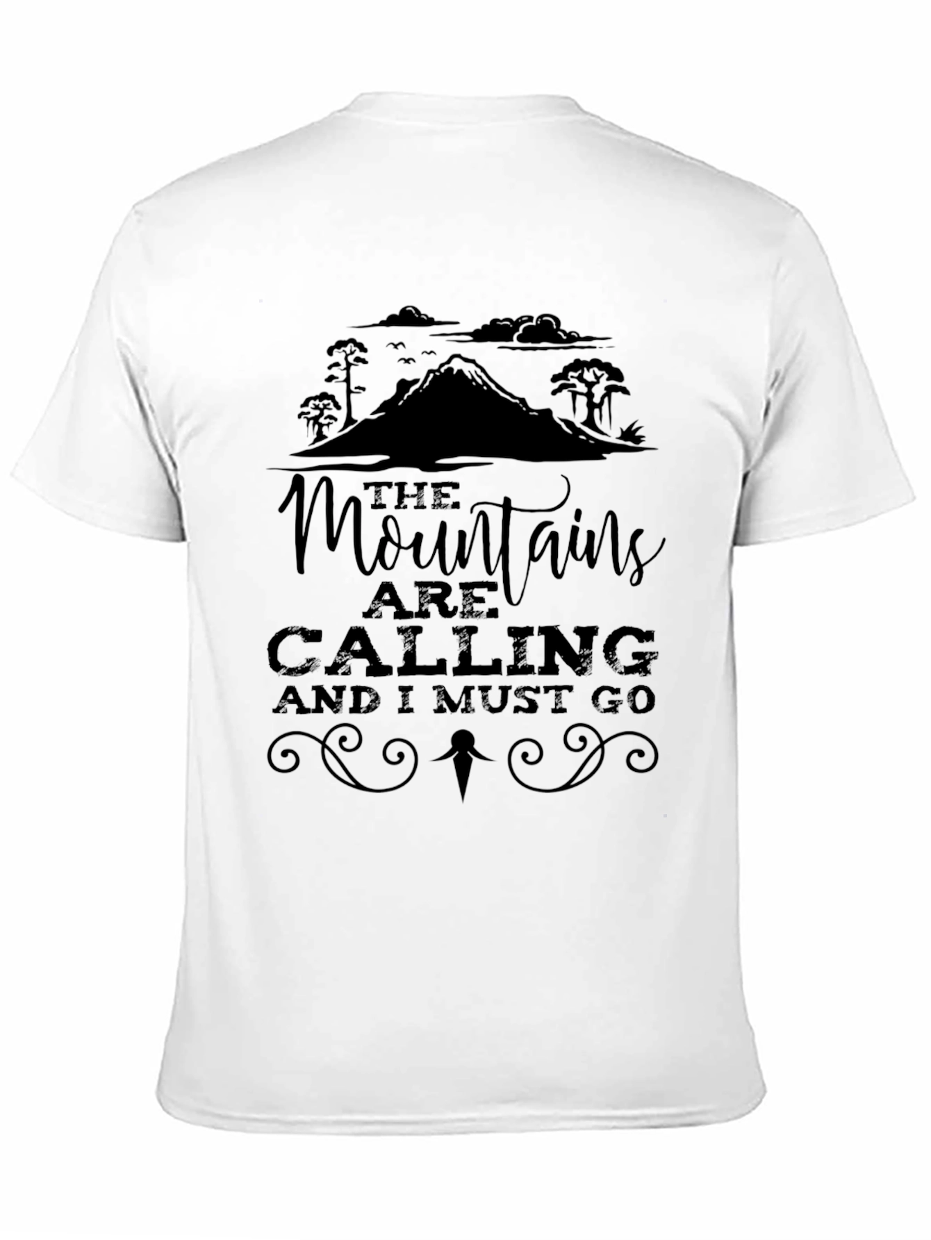 Mountains Are Calling Black Graphic Tee