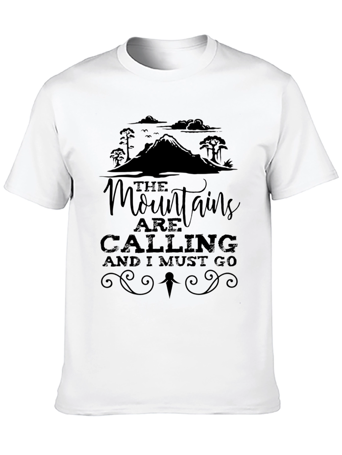 Mountains Are Calling Black Graphic Tee