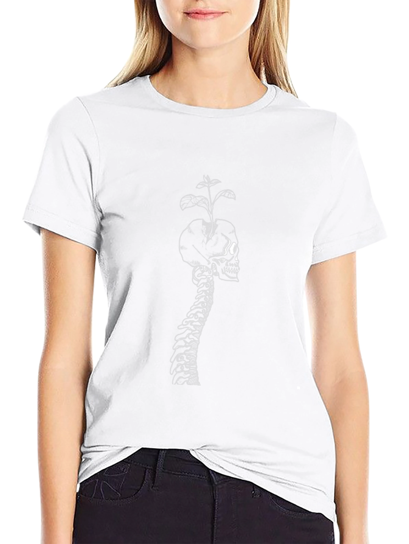 Skull & Spine Graphic Tee - Black