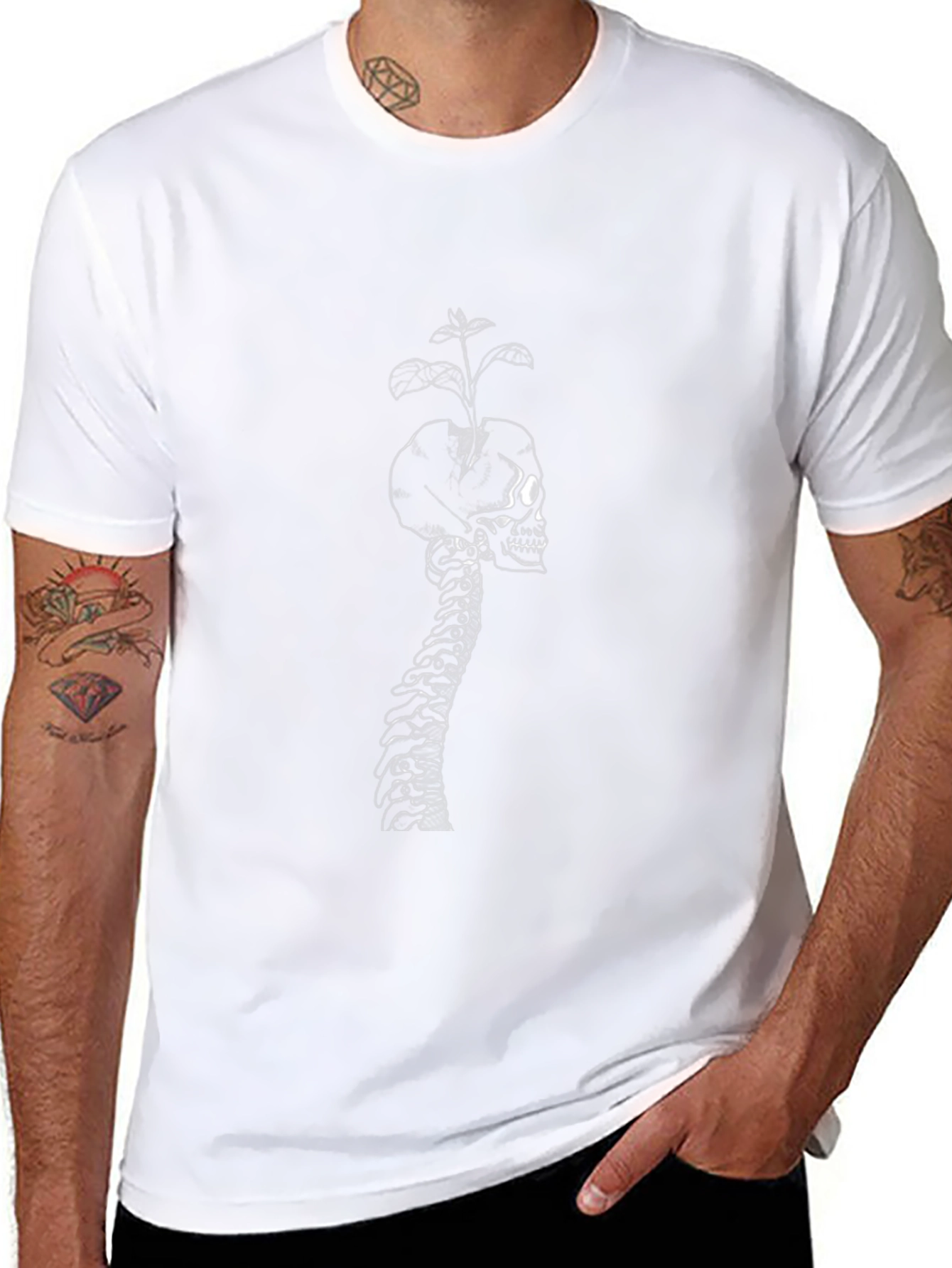 Skull & Spine Graphic Tee - Black
