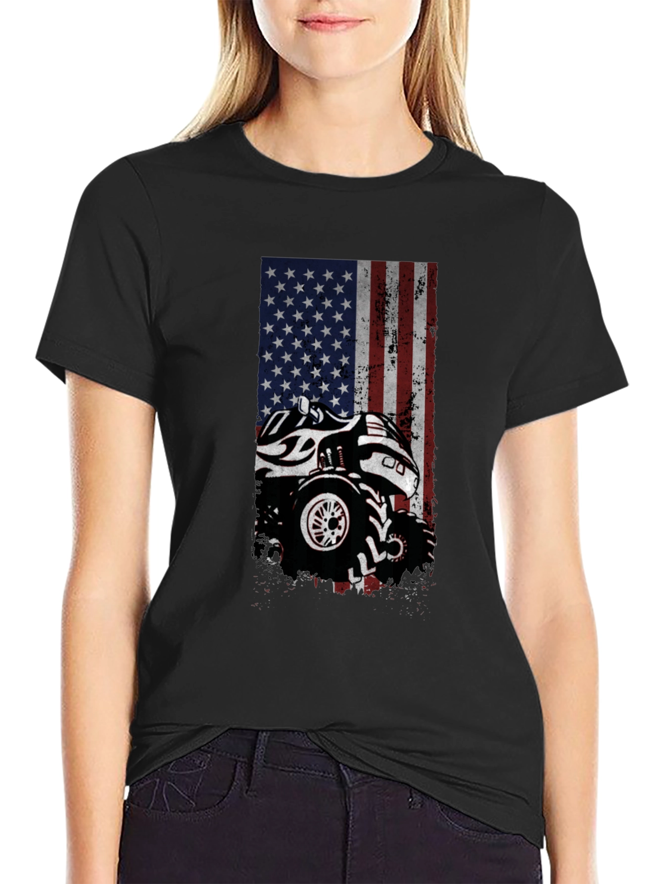 American Flag Monster Truck Graphic Tee
