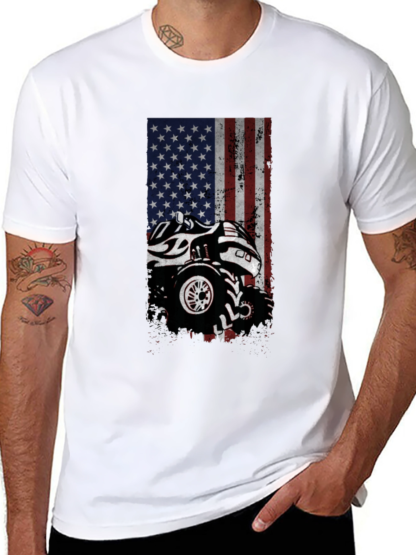 American Flag Monster Truck Graphic Tee