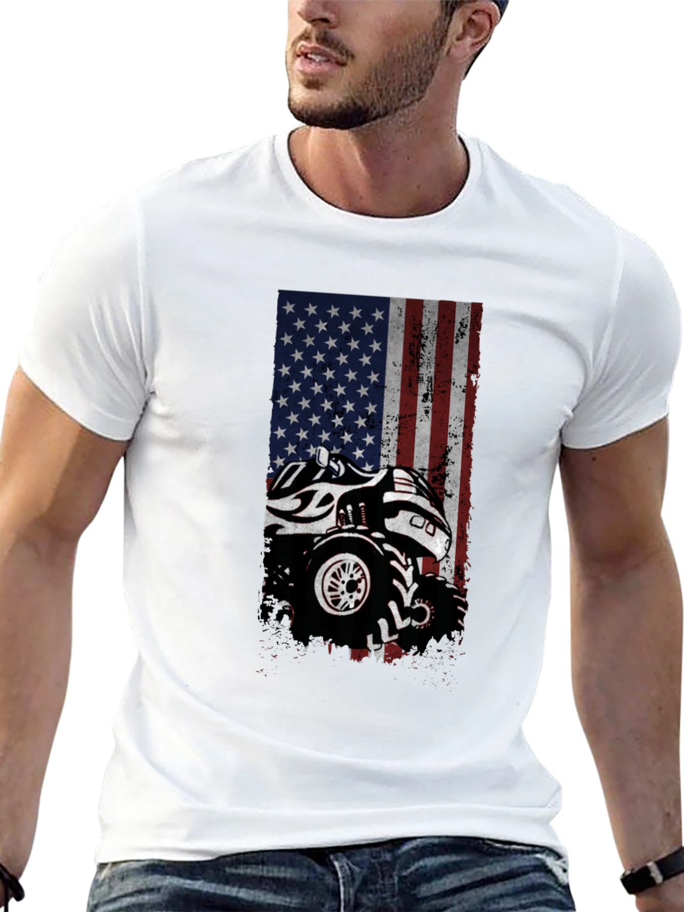 American Flag Monster Truck Graphic Tee