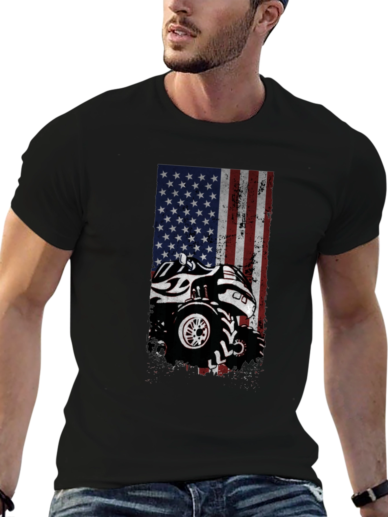 American Flag Monster Truck Graphic Tee