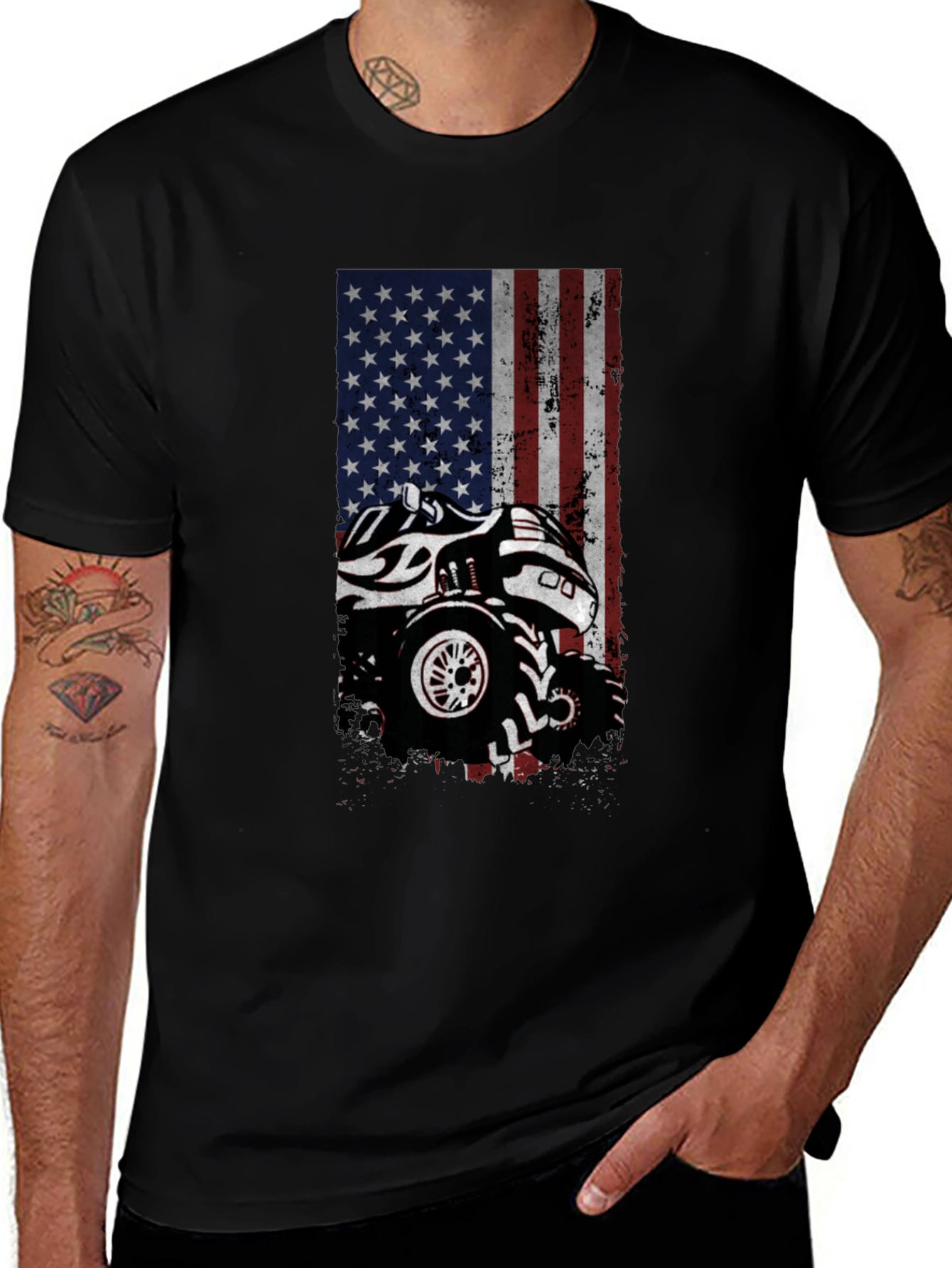 American Flag Monster Truck Graphic Tee