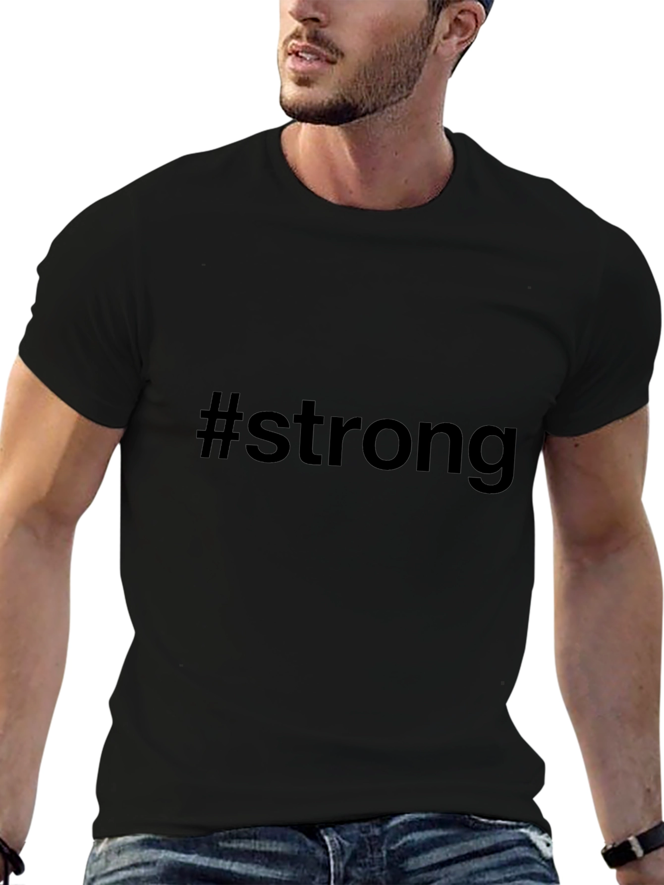 #Strong Black T-Shirt - Bold Statement Tee