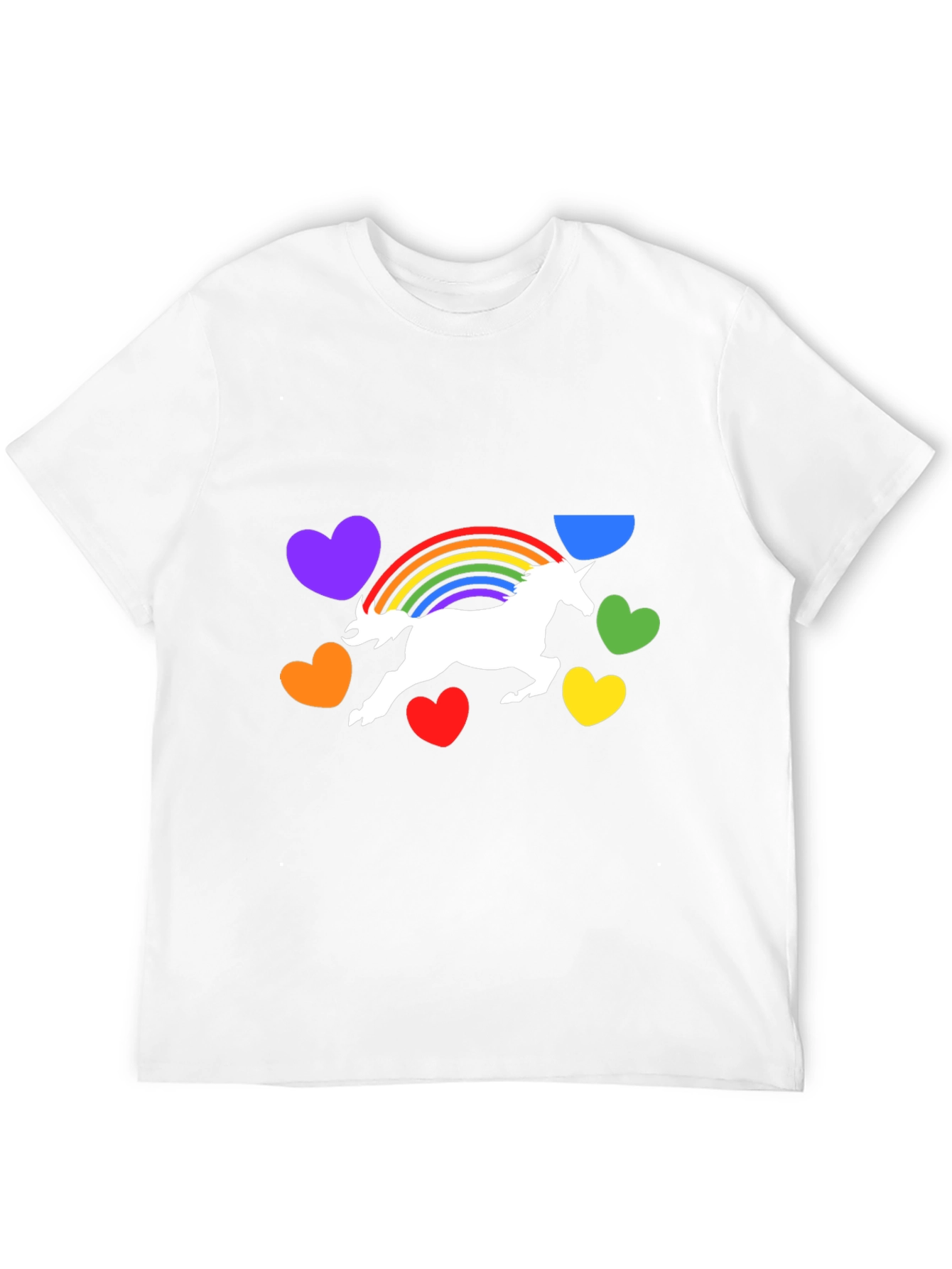 Unicorn Rainbow Heart Graphic Black T-Shirt