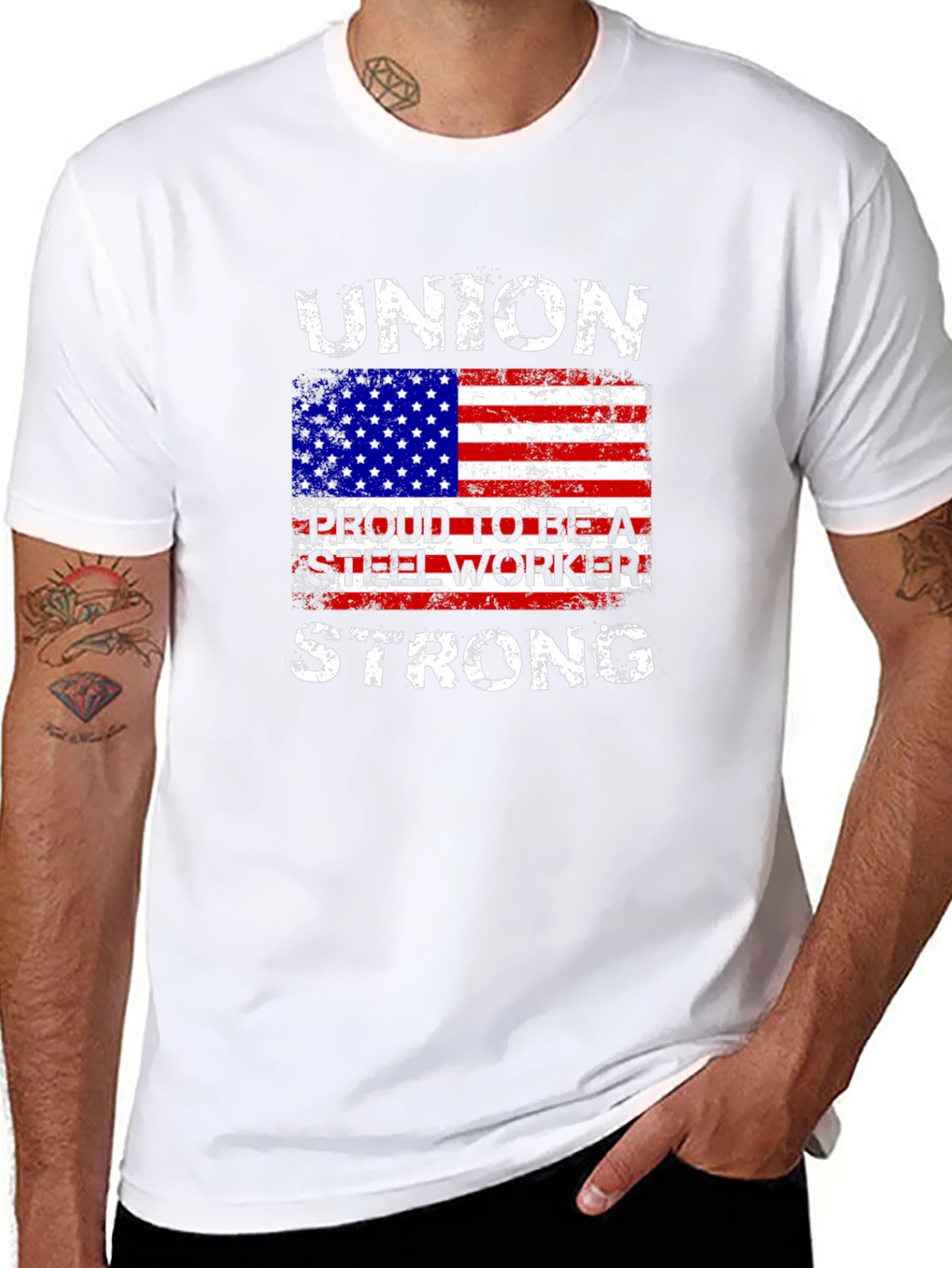 Union Steel Worker American Flag T-Shirt