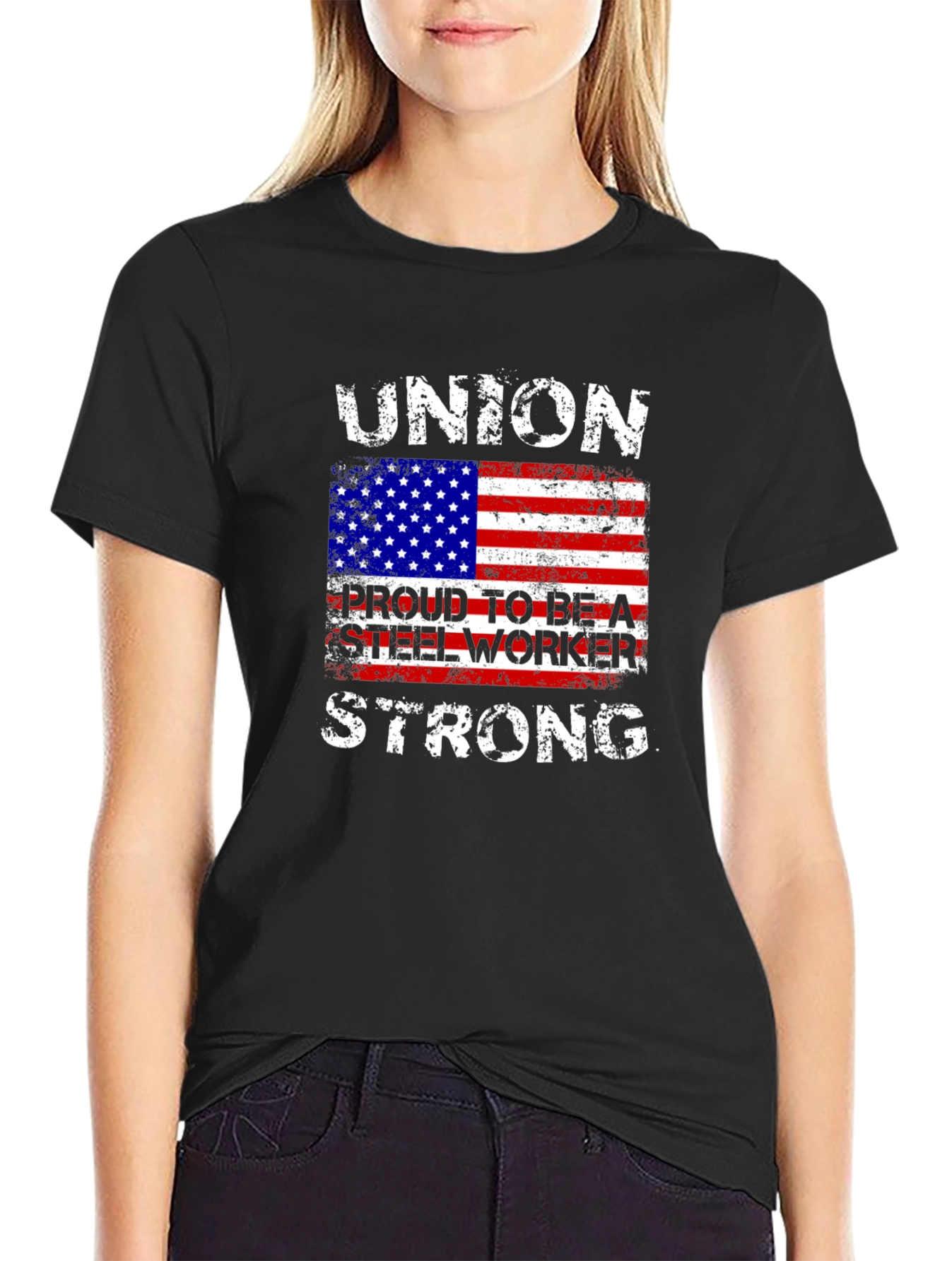 Union Steel Worker American Flag T-Shirt