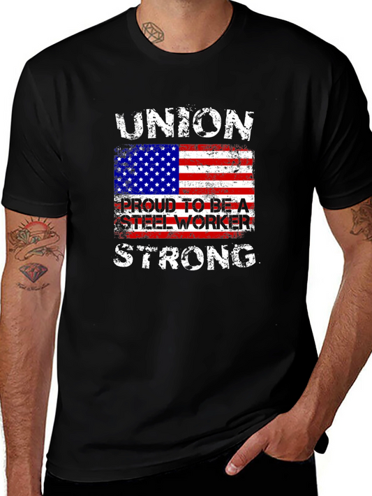 Union Steel Worker American Flag T-Shirt