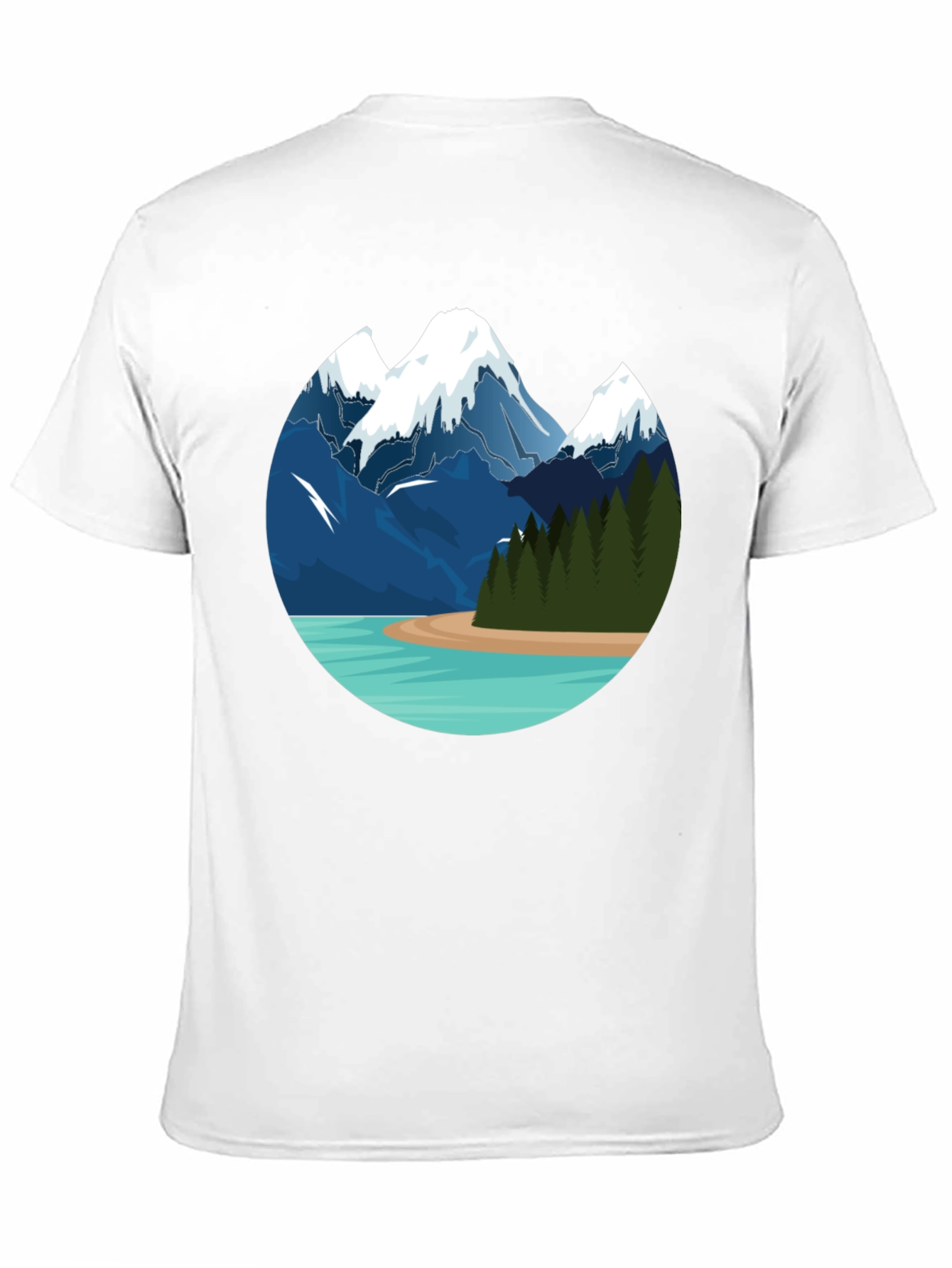 Mountain Lake Graphic Tee - Black Cotton T-Shirt