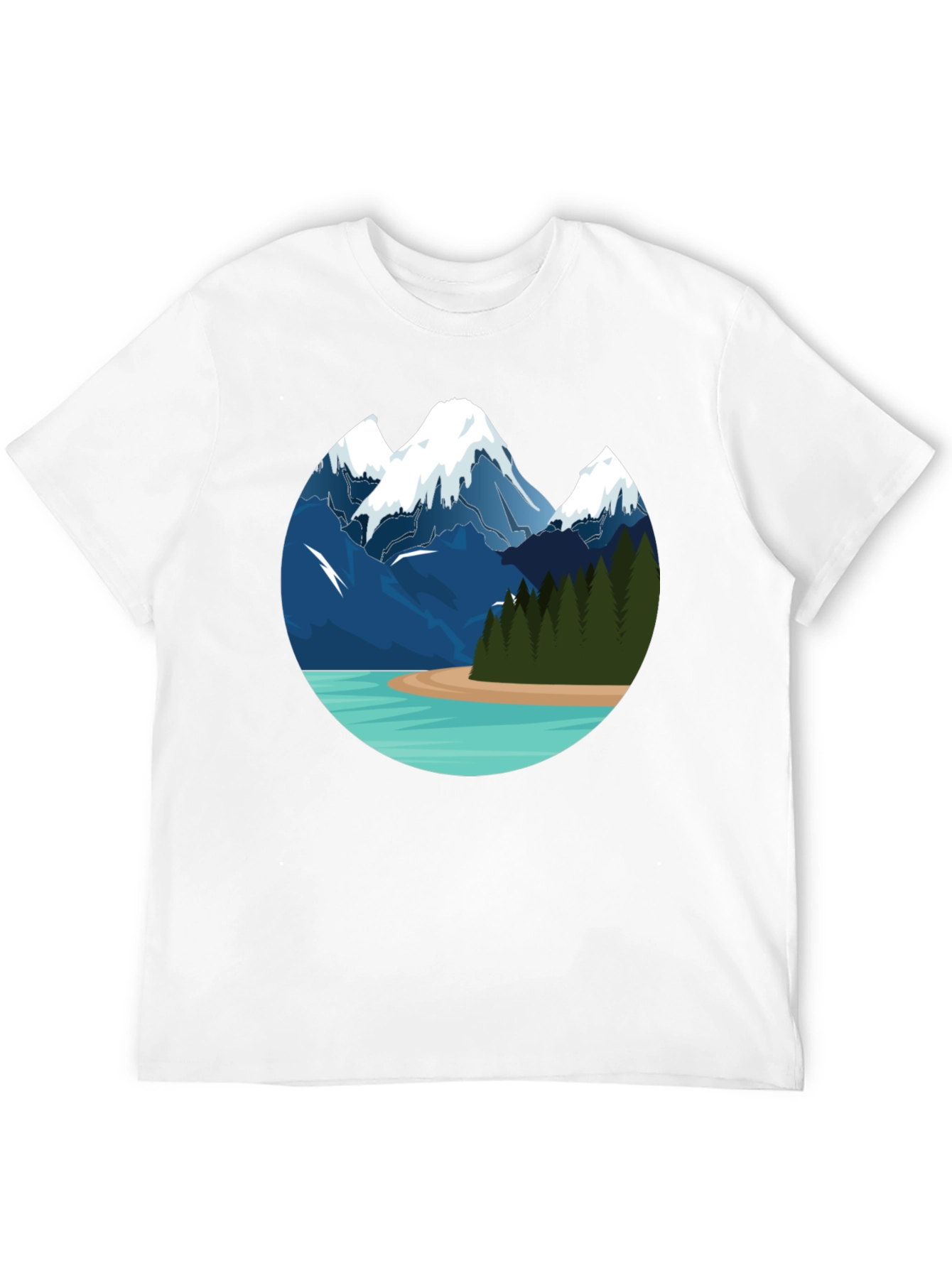 Mountain Lake Graphic Tee - Black Cotton T-Shirt