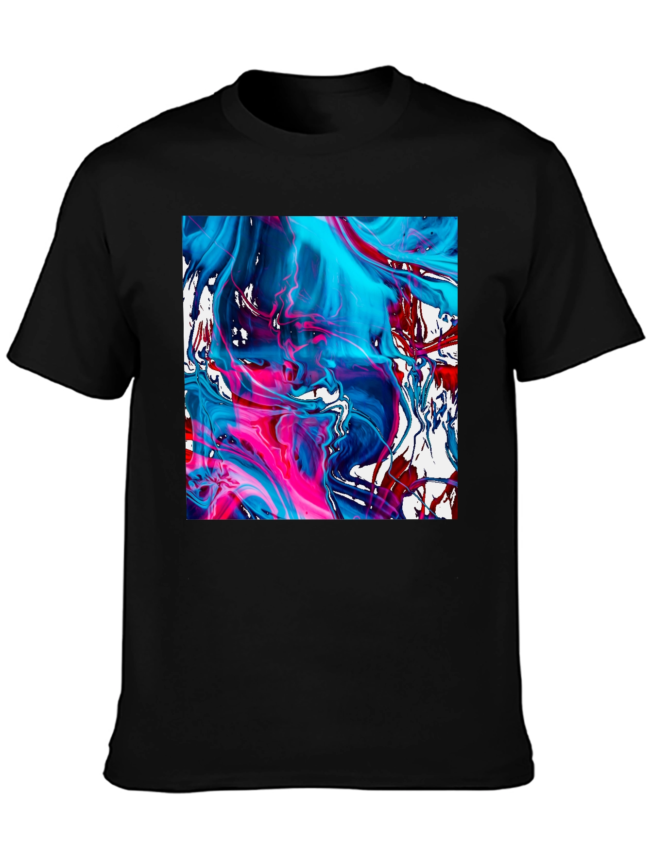 Abstract Art Graphic Tee - Mens Black Cotton T-Shirt