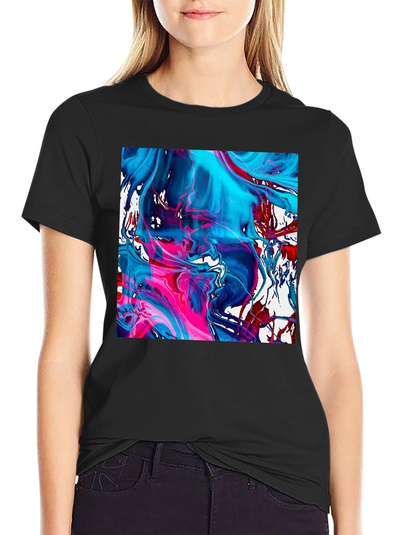 Abstract Art Graphic Tee - Mens Black Cotton T-Shirt