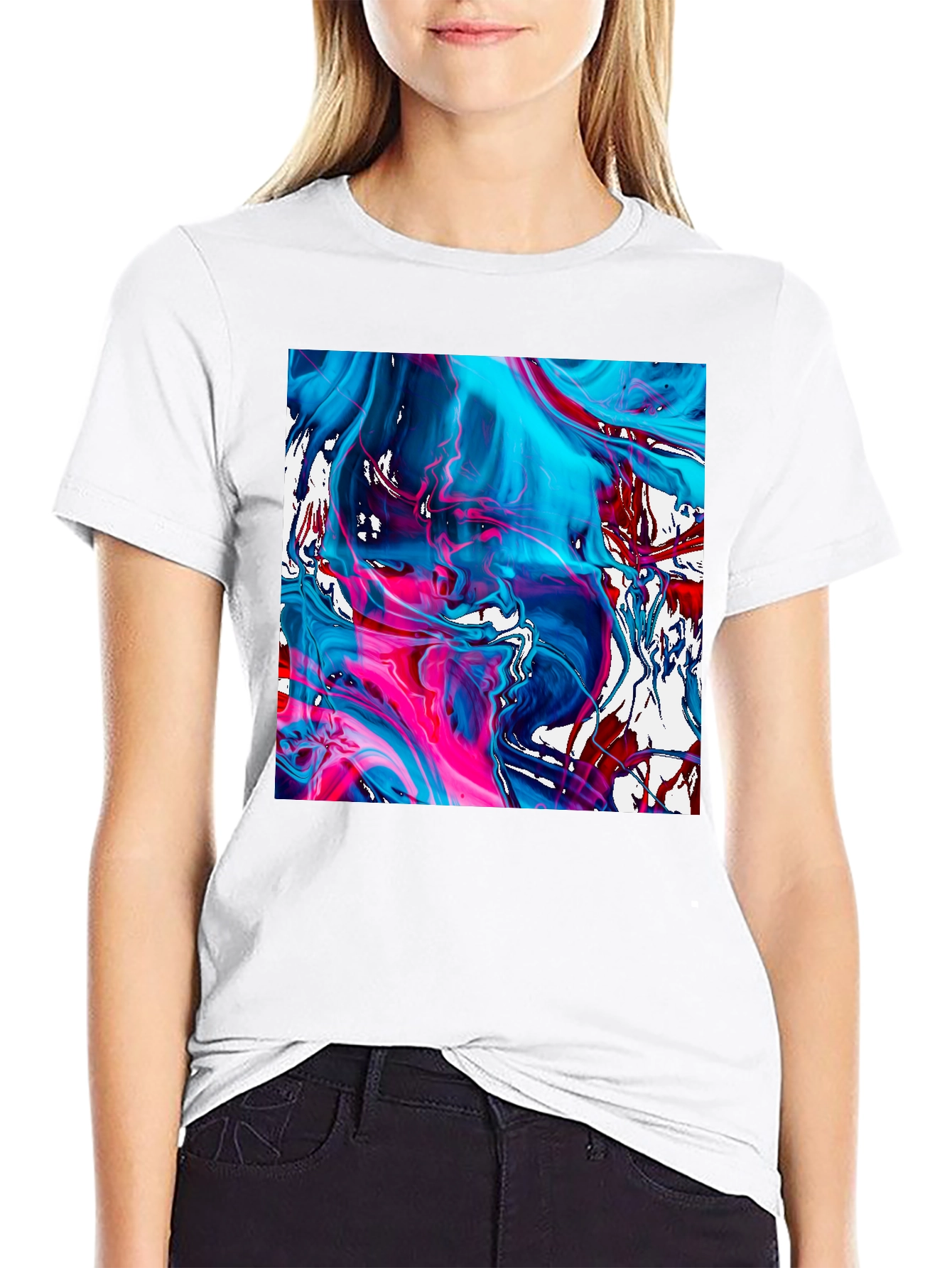 Abstract Art Graphic Tee - Mens Black Cotton T-Shirt