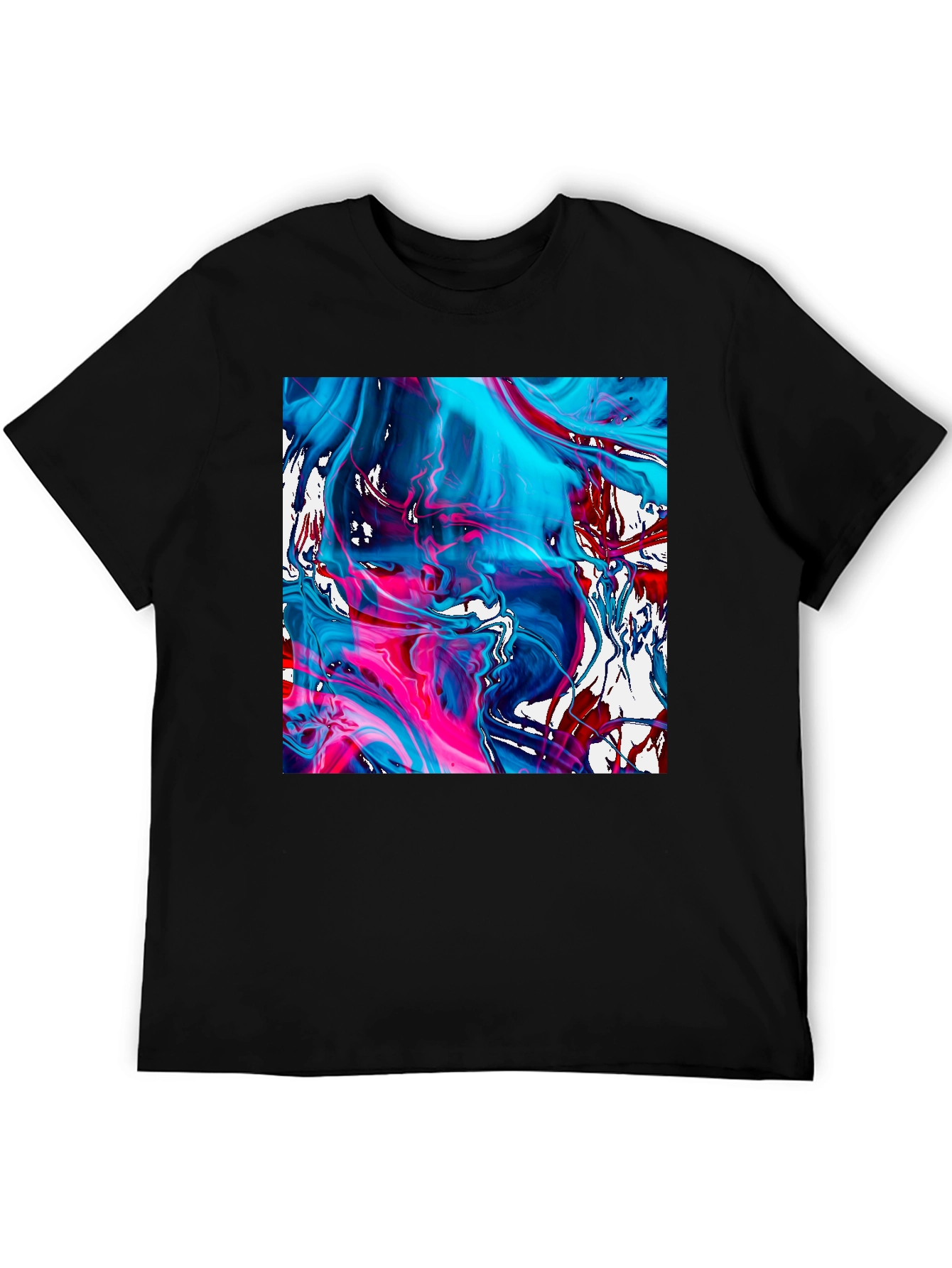 Abstract Art Graphic Tee - Mens Black Cotton T-Shirt