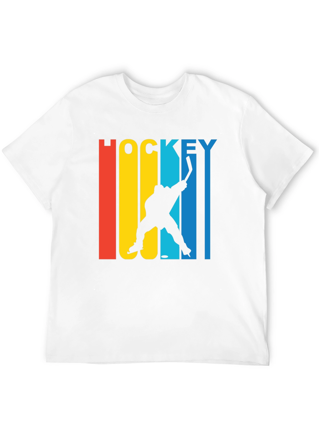 Retro Hockey Player Graphic Tee - Black Cotton Blend