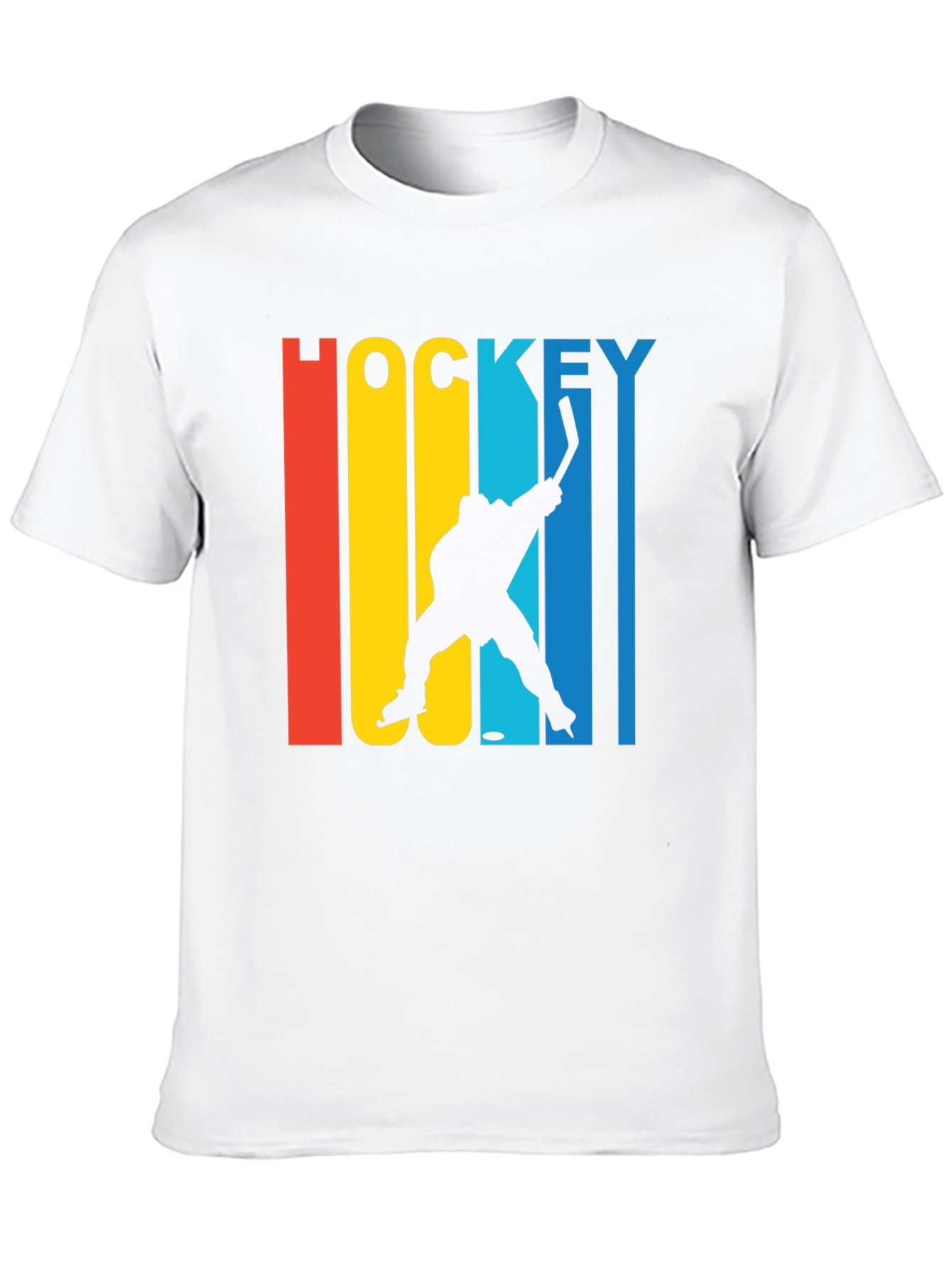 Retro Hockey Player Graphic Tee - Black Cotton Blend
