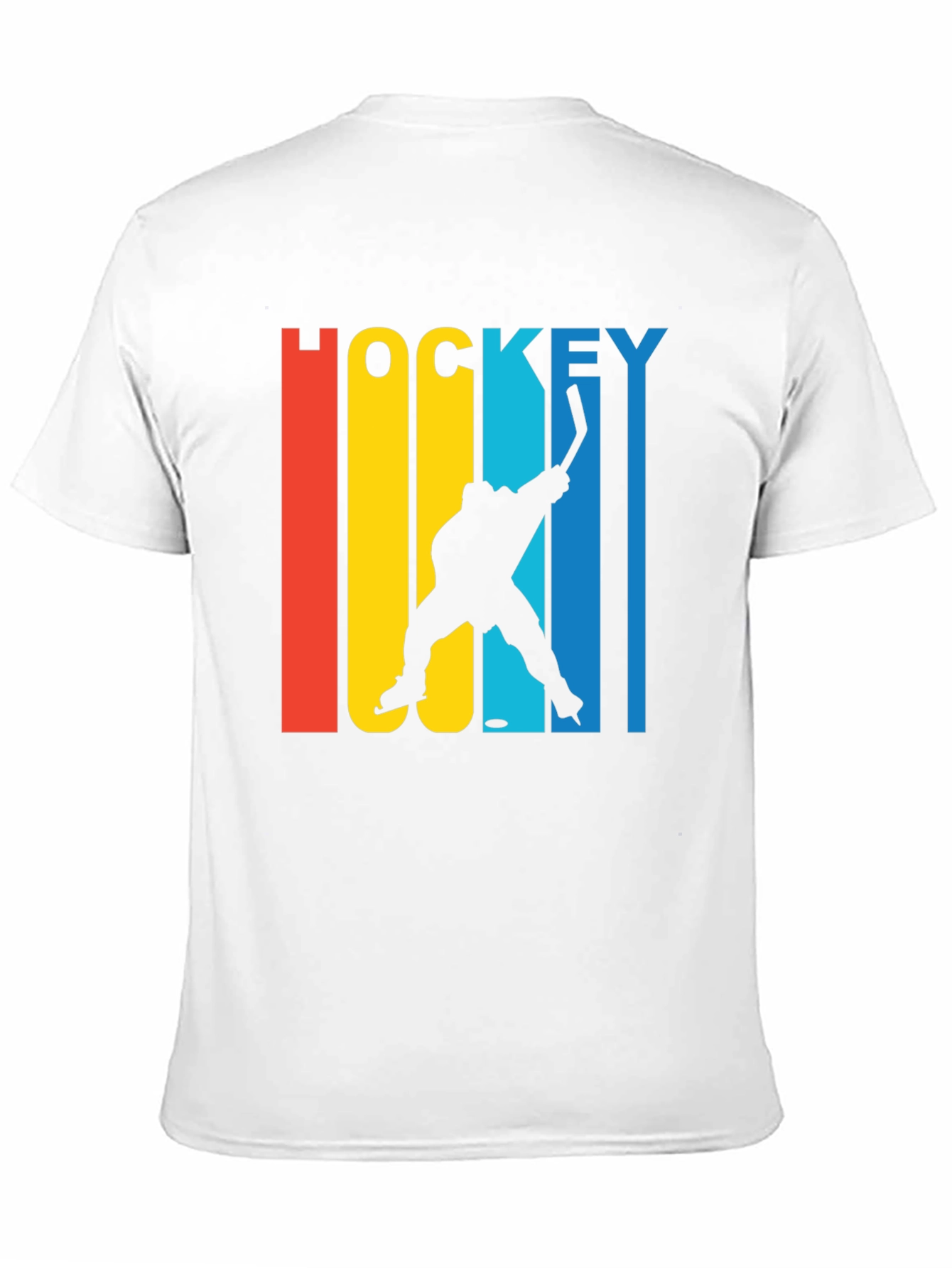 Retro Hockey Player Graphic Tee - Black Cotton Blend